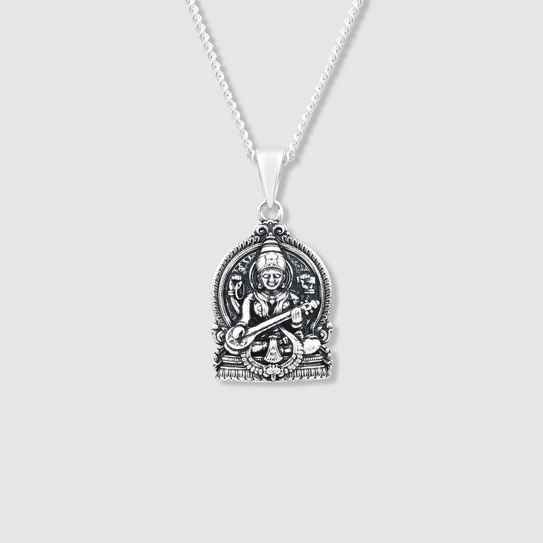 Maa Saraswati 925 Silver Pendant
