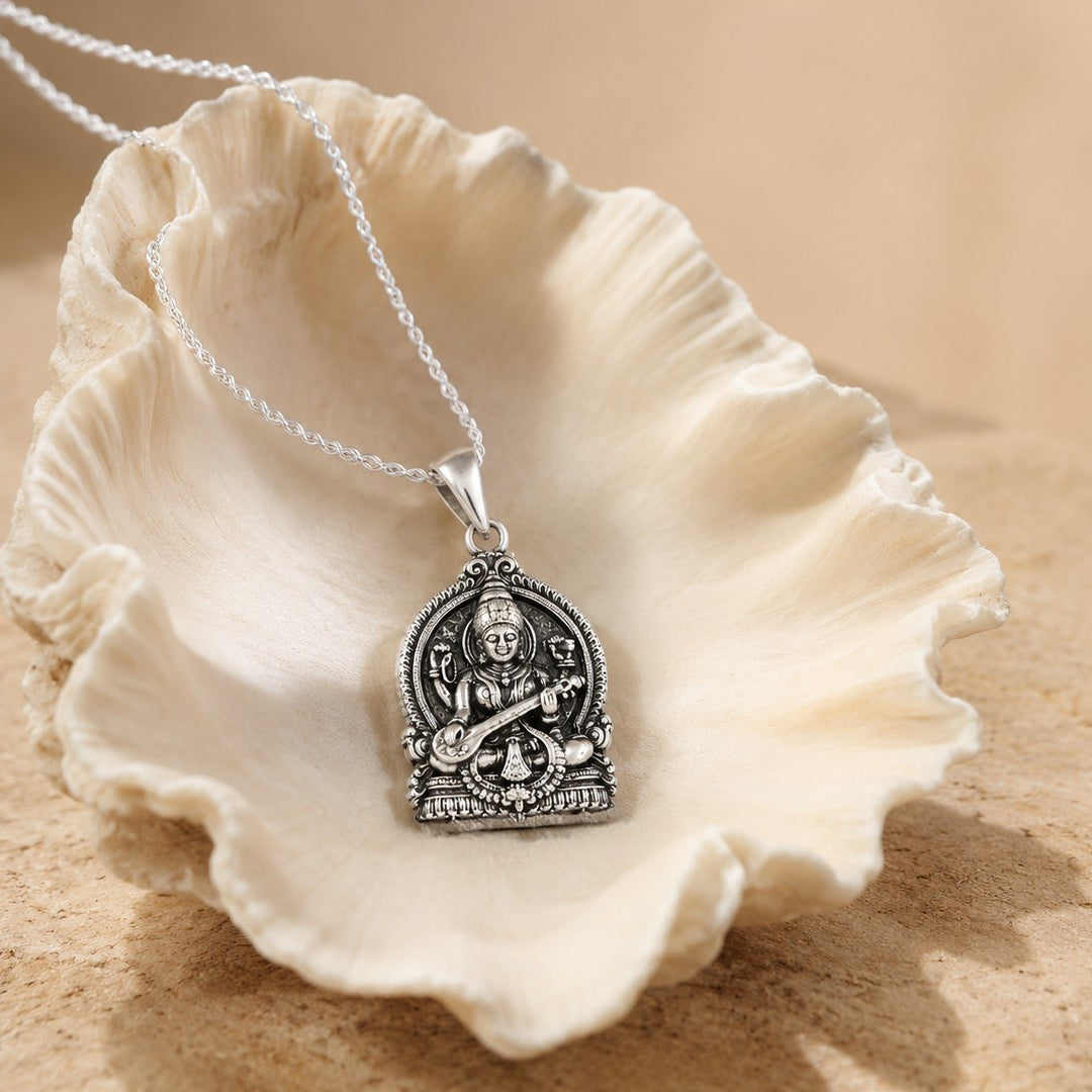 Maa Saraswati 925 Silver Pendant