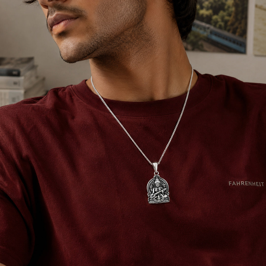 Maa Saraswati 925 Silver Pendant