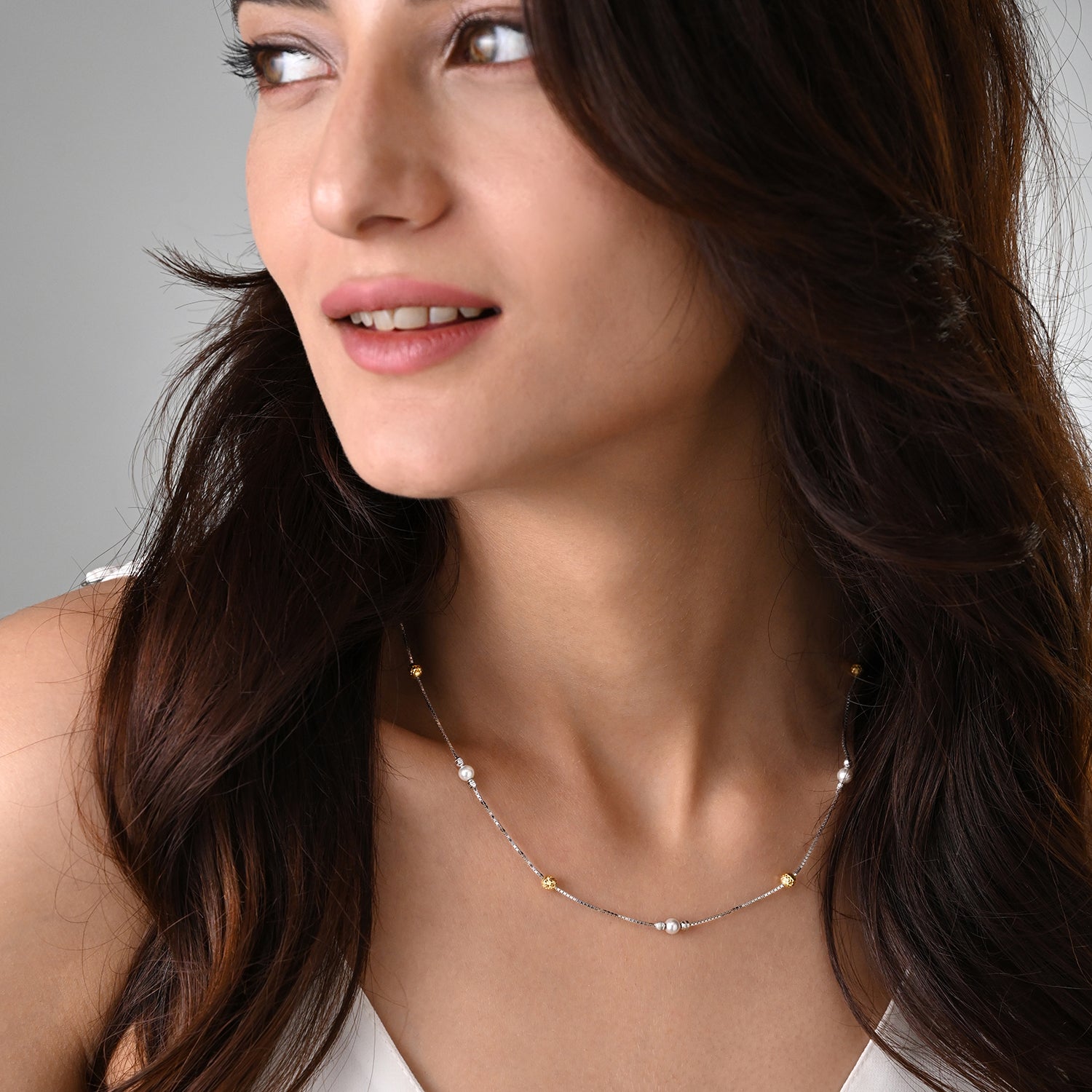 Avni 925 Silver Gold-Tone Pearl Station Necklace