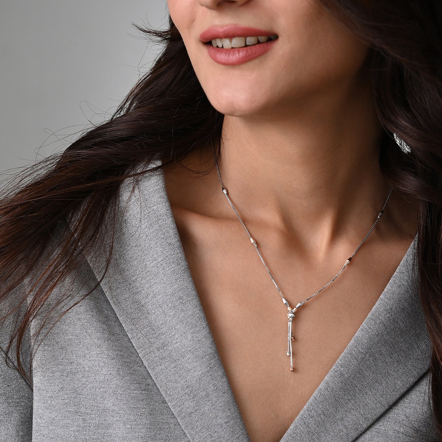 Dhara 925 Silver Two-Tone Tassel Necklace