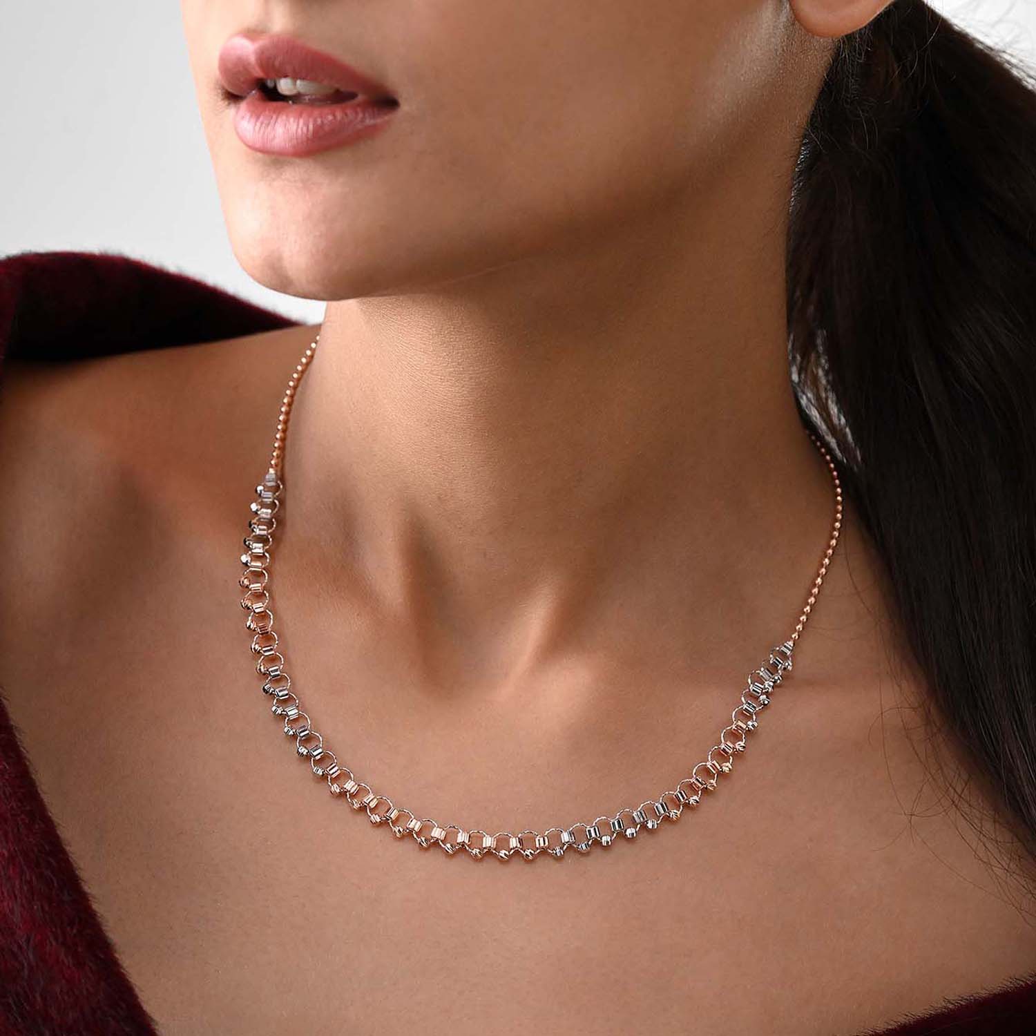 Mehrab 925 Silver Two-Tone Linked Necklace
