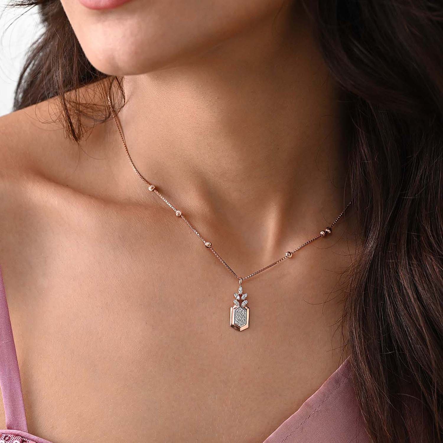 Sukoon Gold Plated 925 Silver Hexagon Pendant with Chain