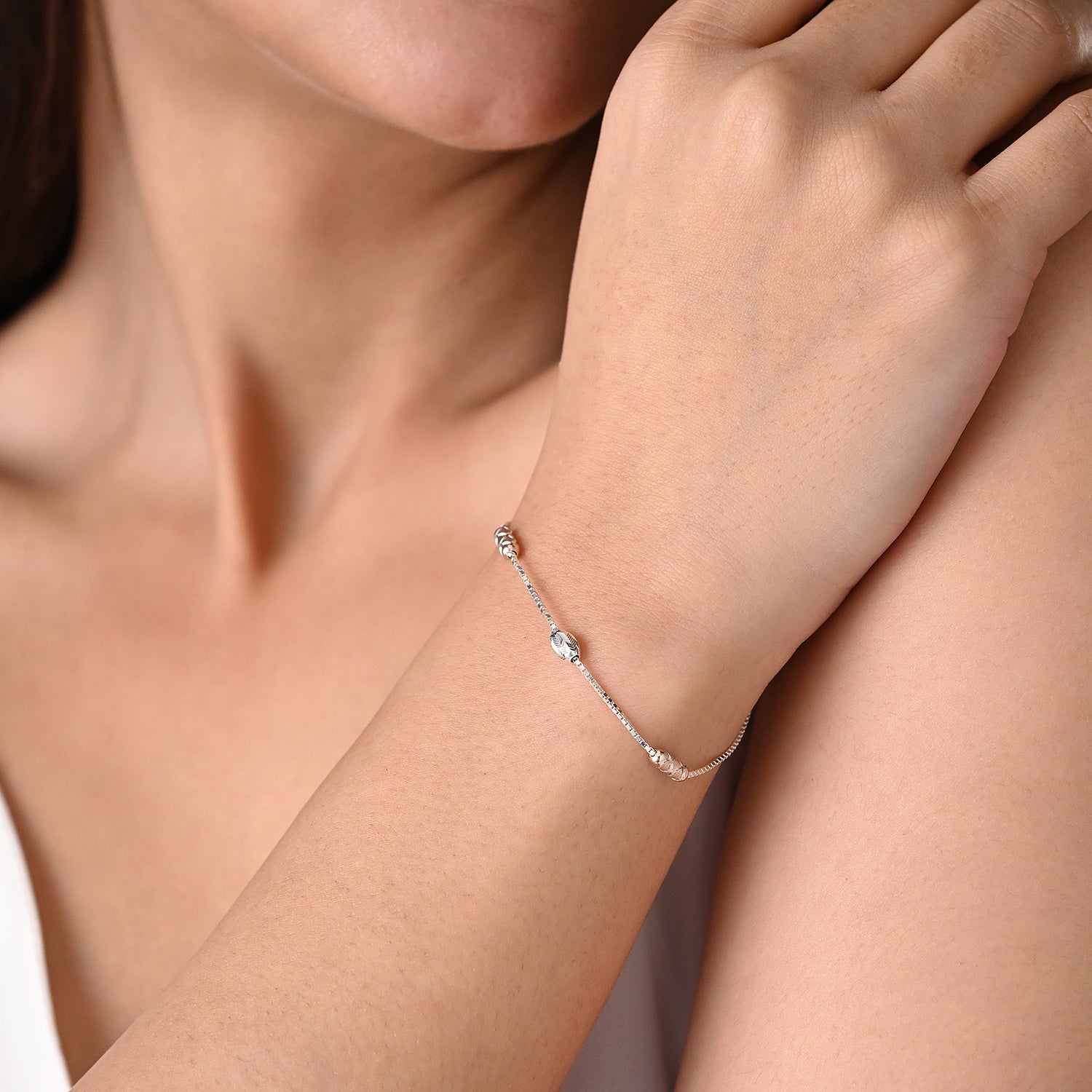 Tarash 925 Silver Two-Tone Barrel Bead Bracelet