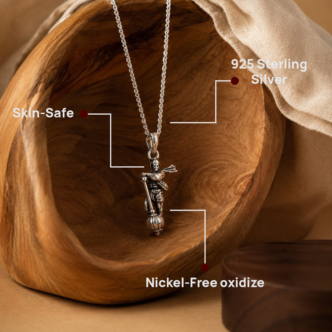 Hanuman Ji Small 925 Silver Pendant