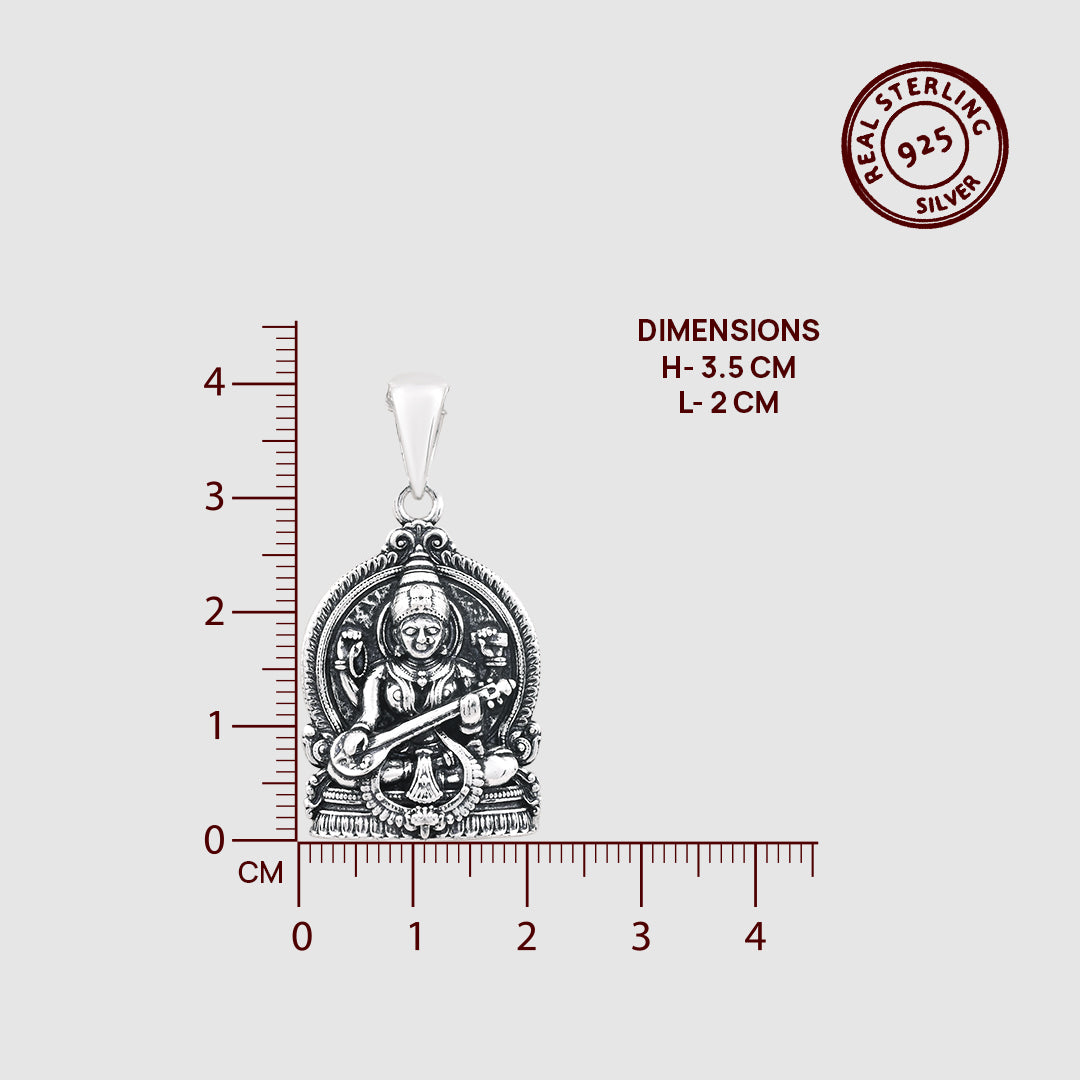 Maa Saraswati 925 Silver Pendant