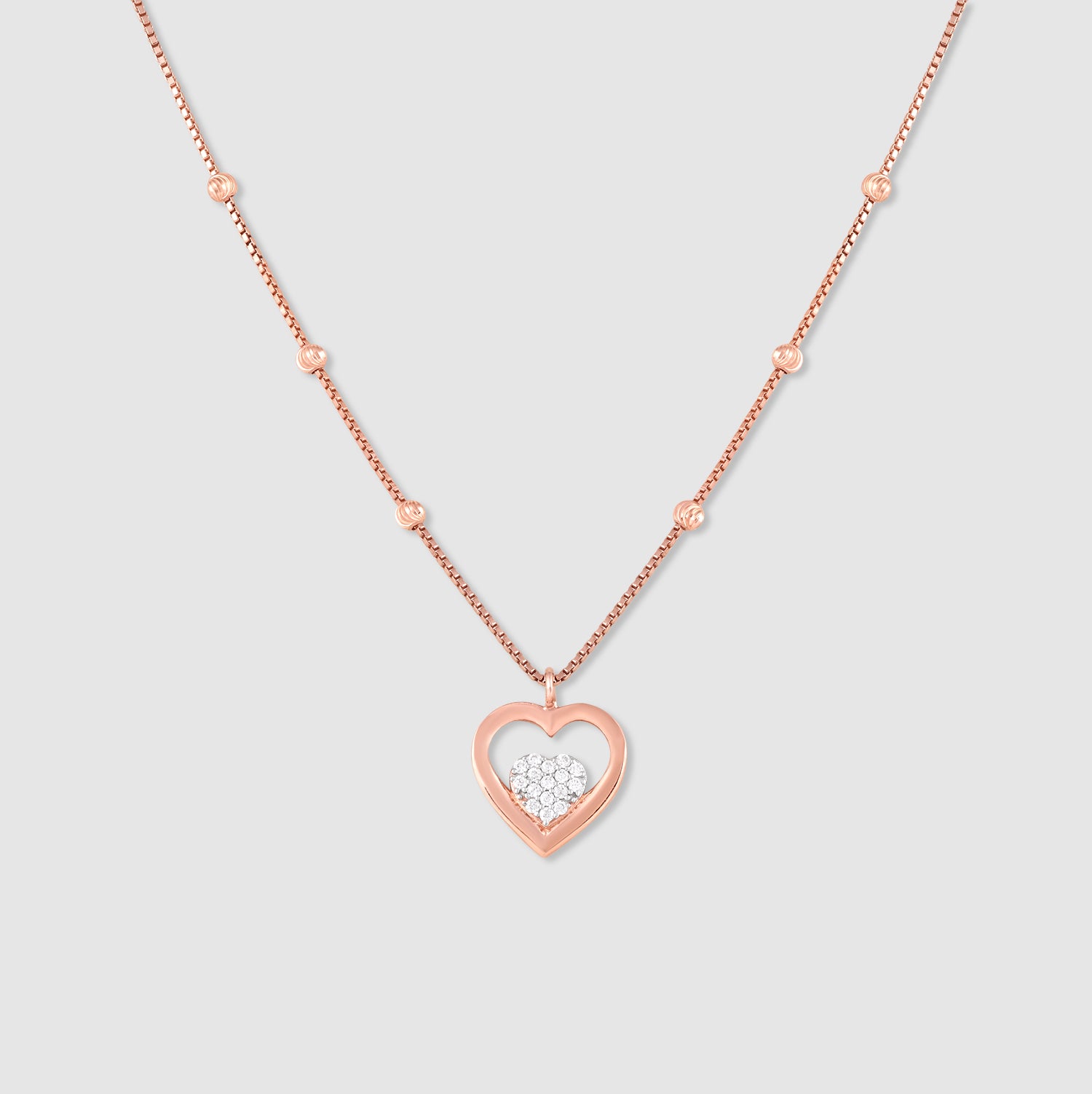 Meher Gold Plated 925 Silver Heart Pendant with Chain