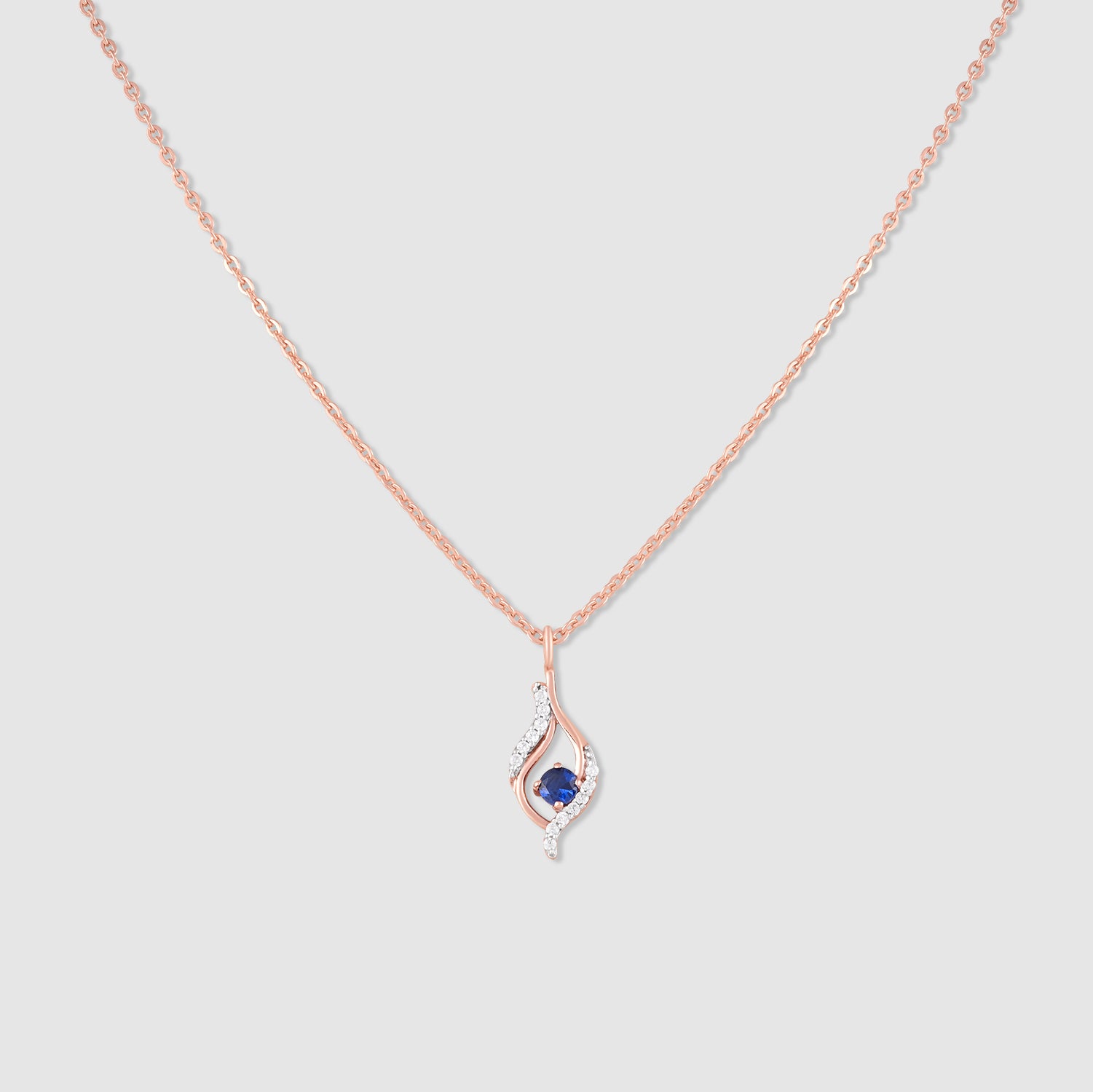 Nila Gold Plated 925 Silver Blue Stone Wave Pendant with Chain