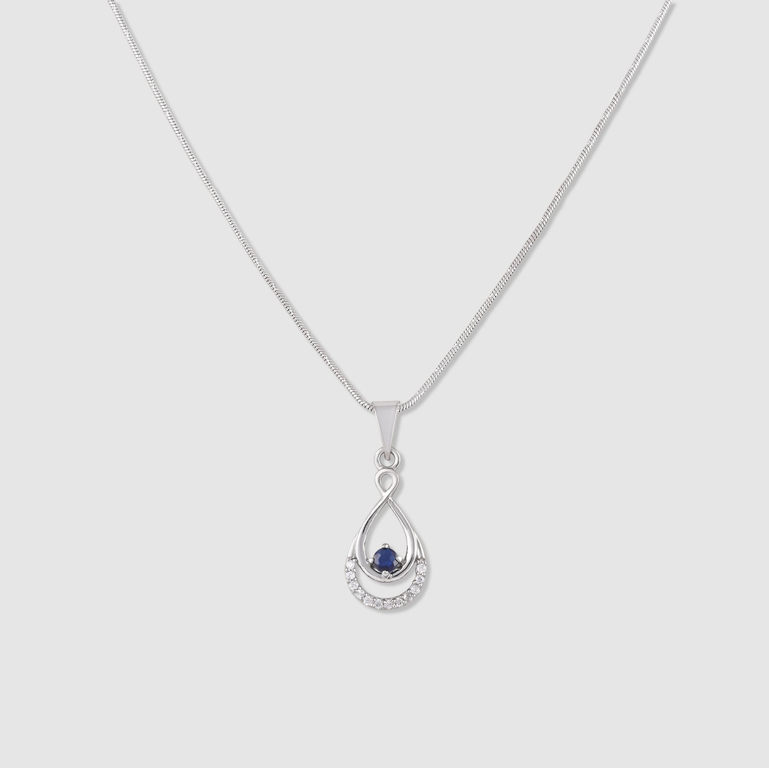 Noor 925 Silver Blue Stone Drop Pendant with Chain