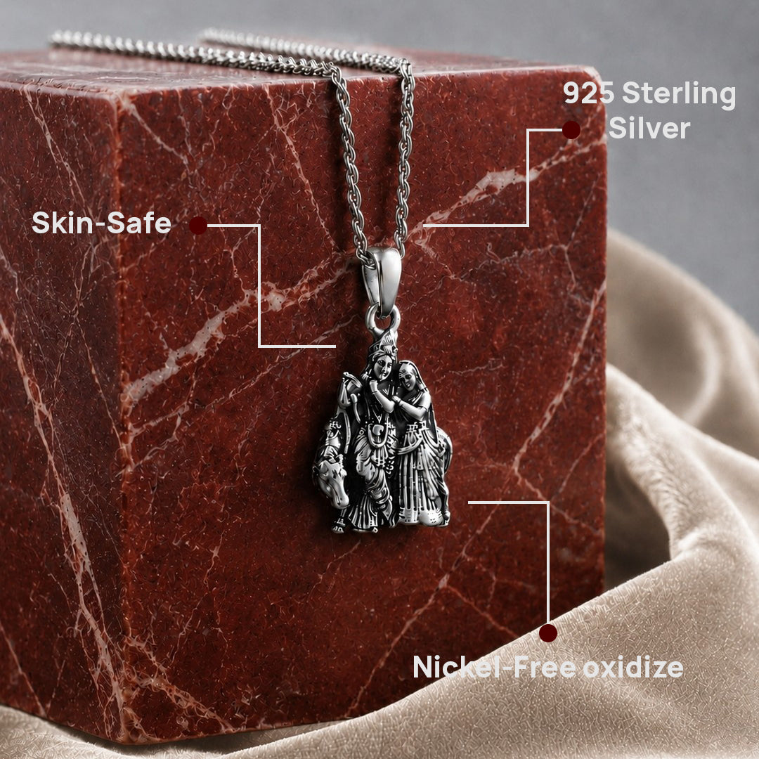 Radha Krishna 925 Silver Pendant