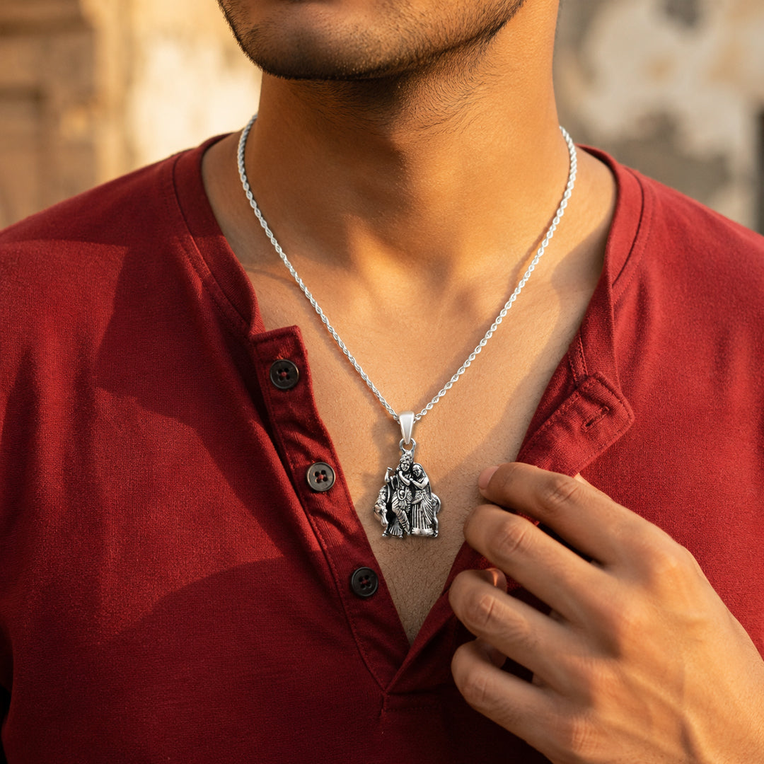 Radha Krishna 925 Silver Pendant