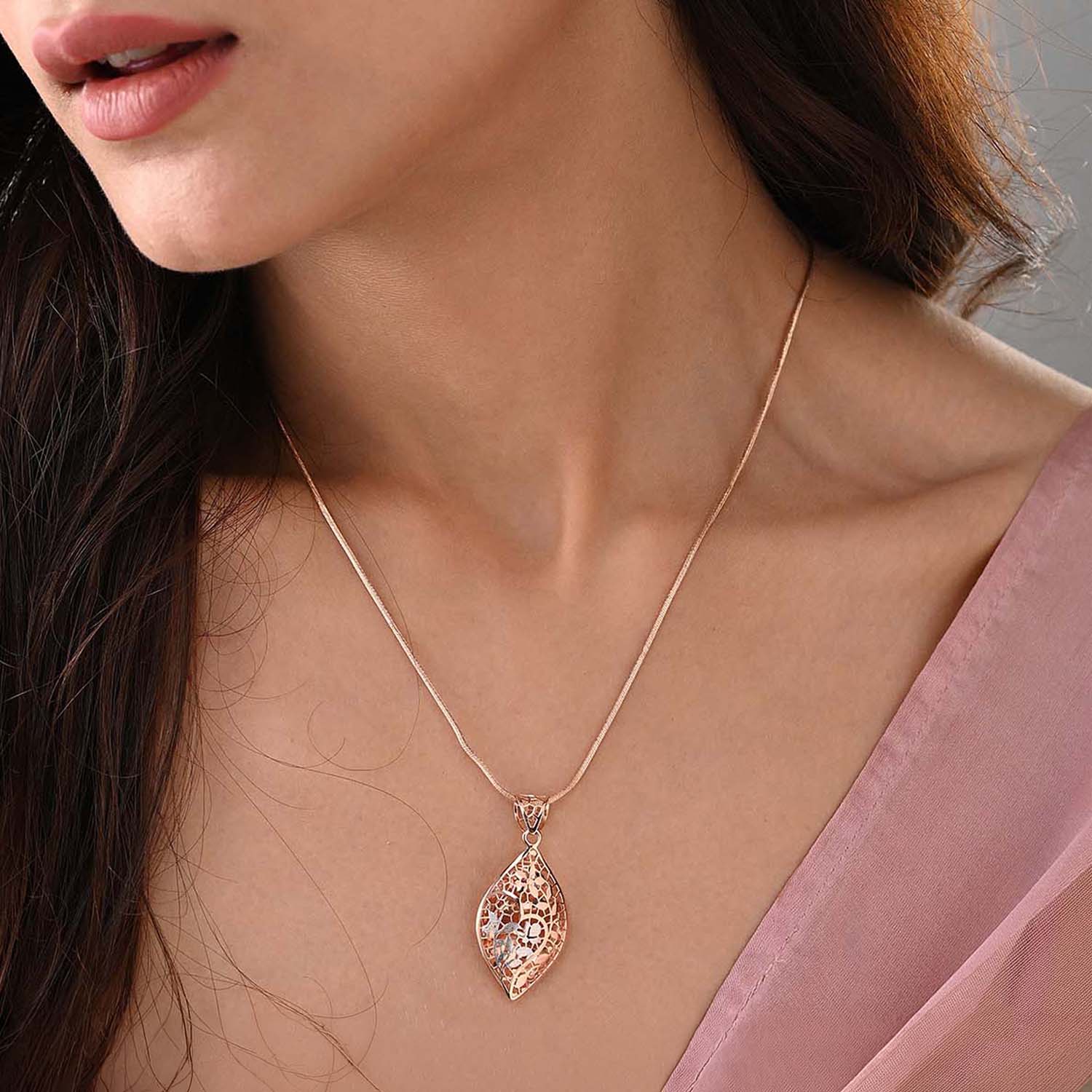 Ahana Gold Plated 925 Silver Pendant & Earring Set