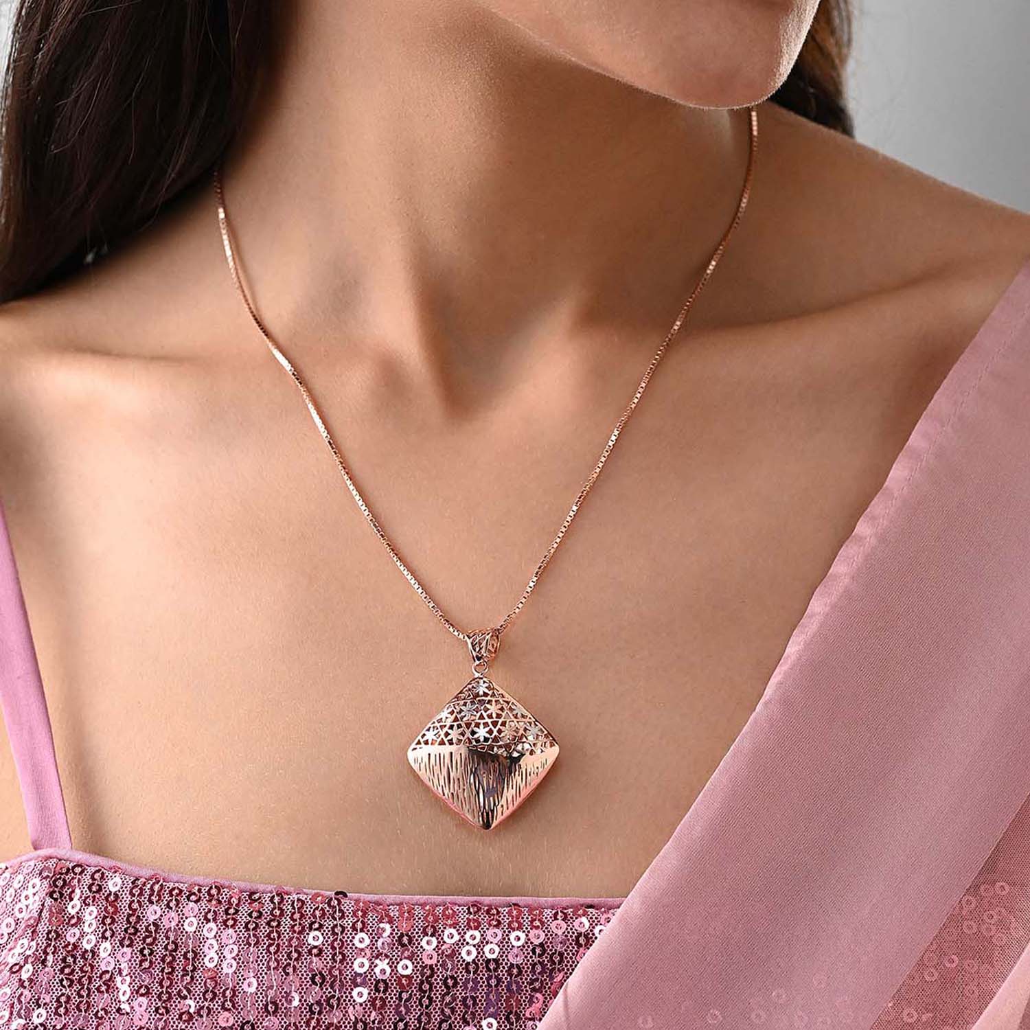 Aks Gold Plated 925 Silver Pendant & Earring Set