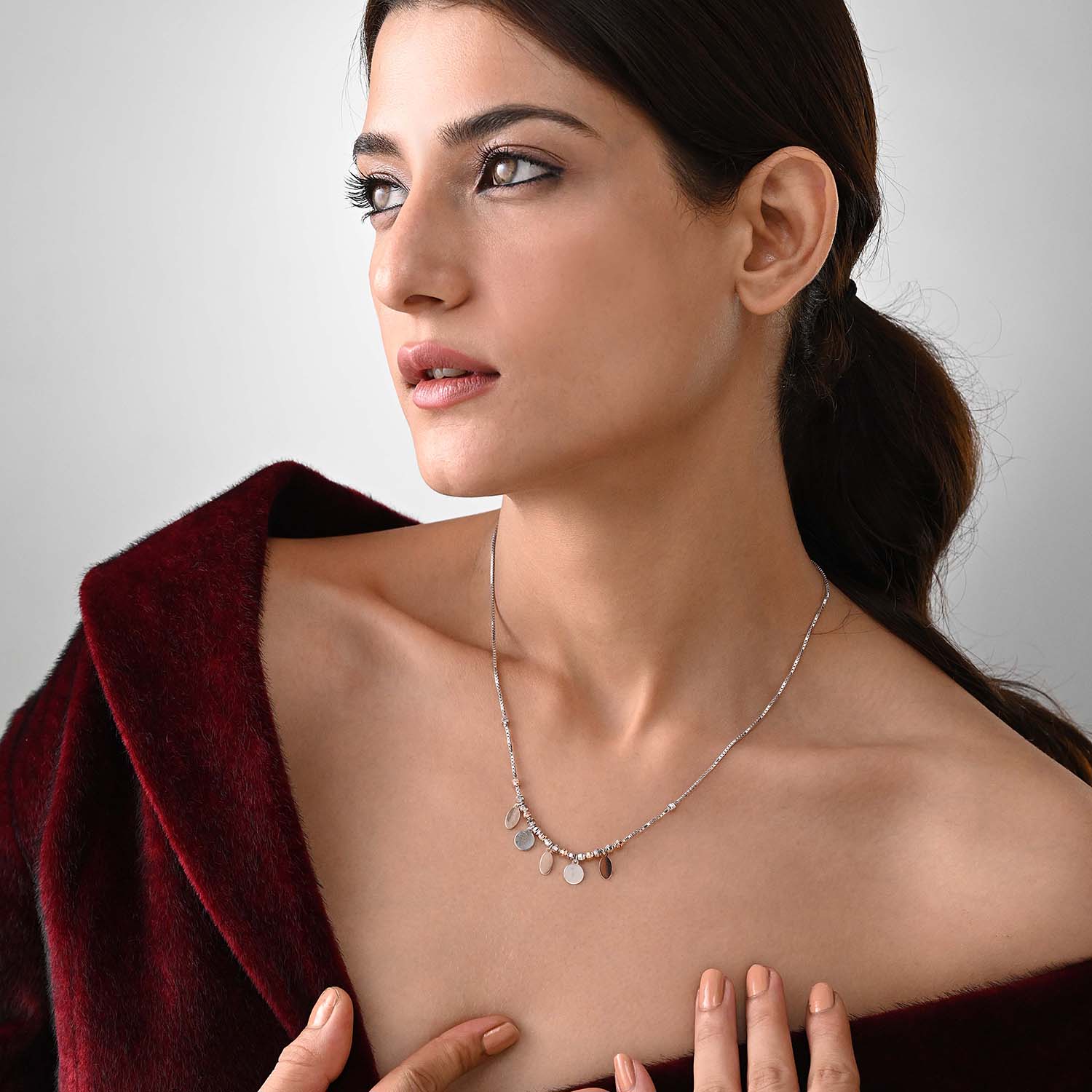 Boond 925 Silver Two-Tone Teardrop Charm Necklace
