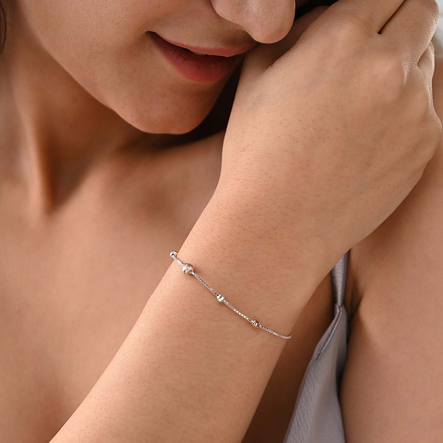 Dhun 925 Silver Two-Tone Beaded Bracelet