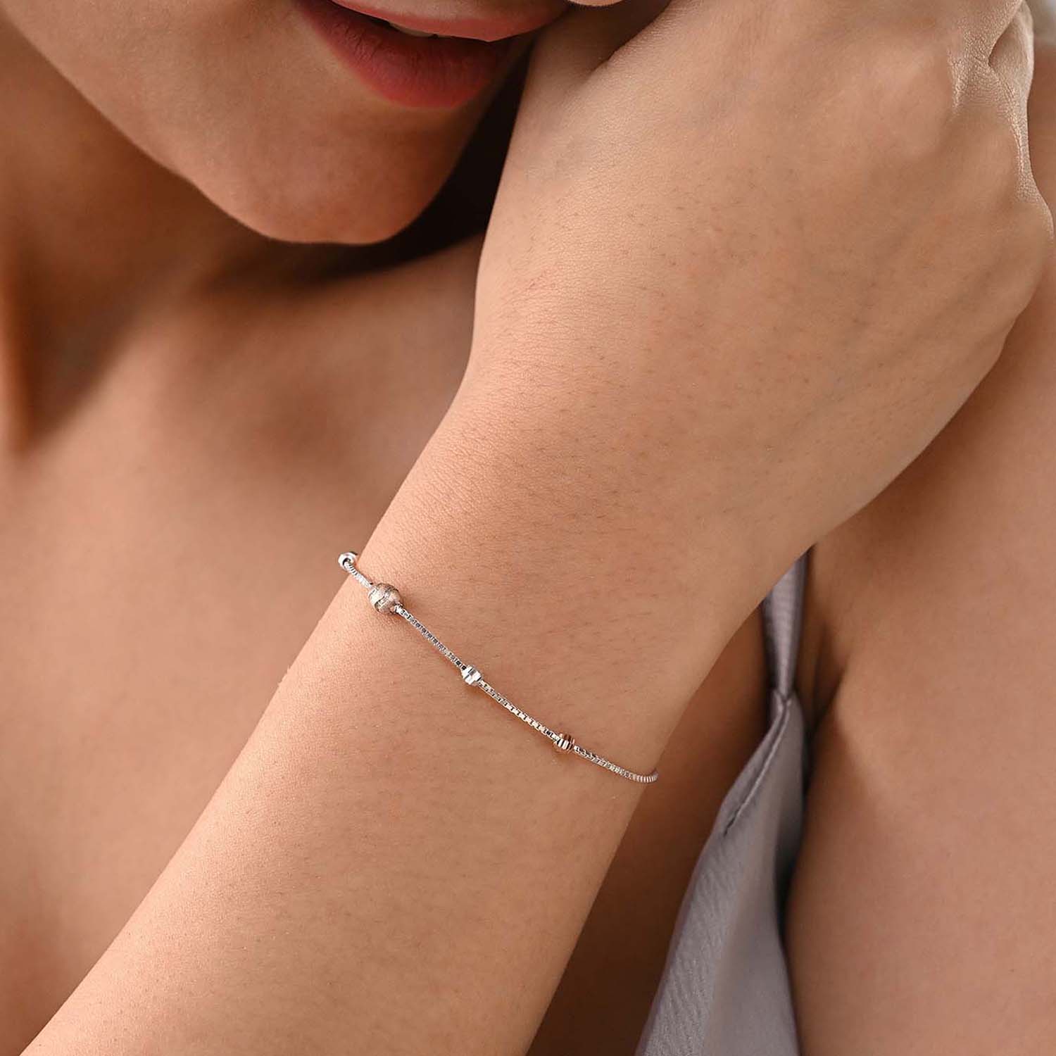 Dhun 925 Silver Two-Tone Beaded Bracelet