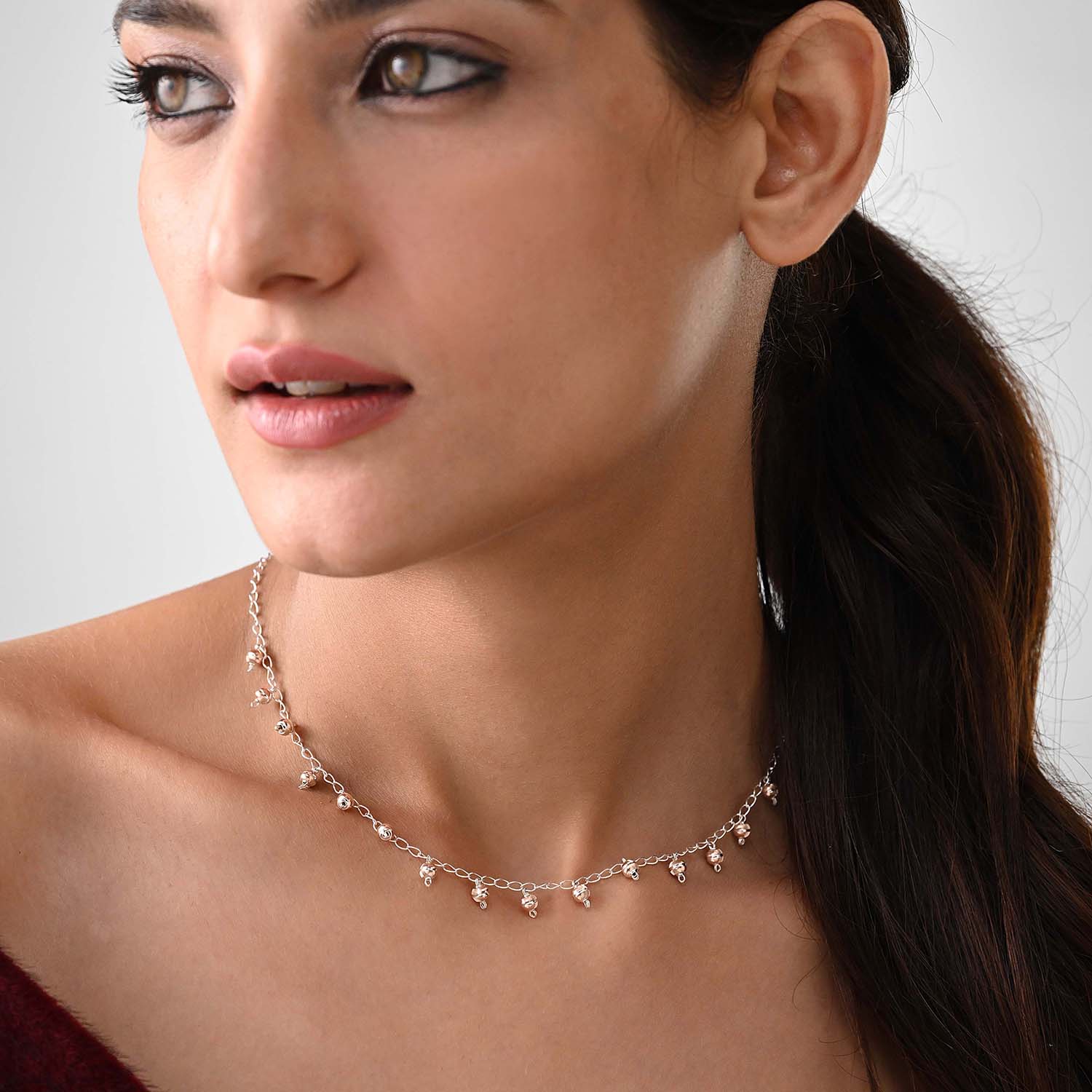 Ghungroo 925 Silver Two-Tone Ball Drop Necklace