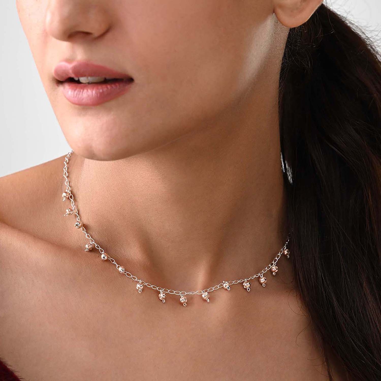 Ghungroo 925 Silver Two-Tone Ball Drop Necklace