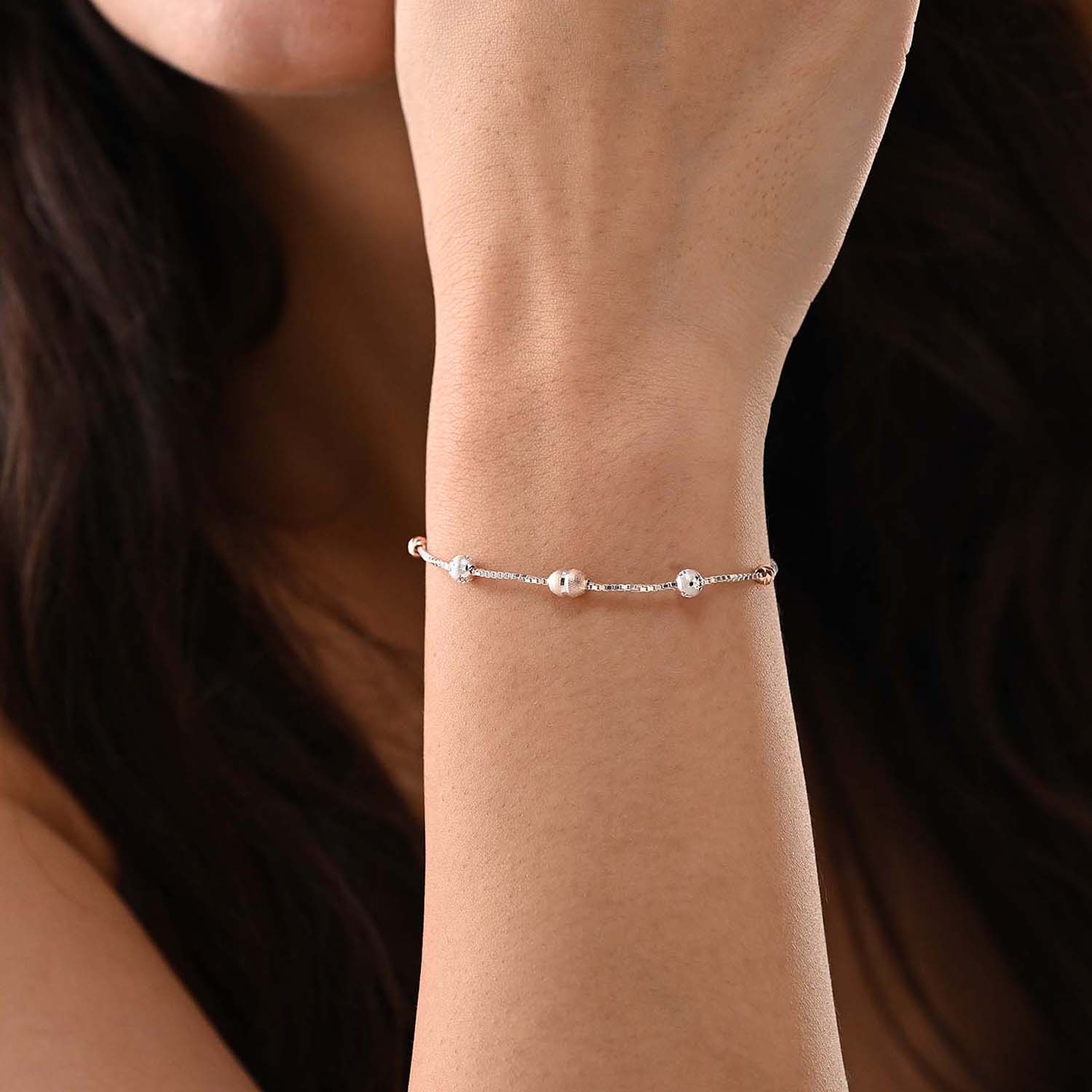 Lamha 925 Silver Two-Tone Beaded Bracelet
