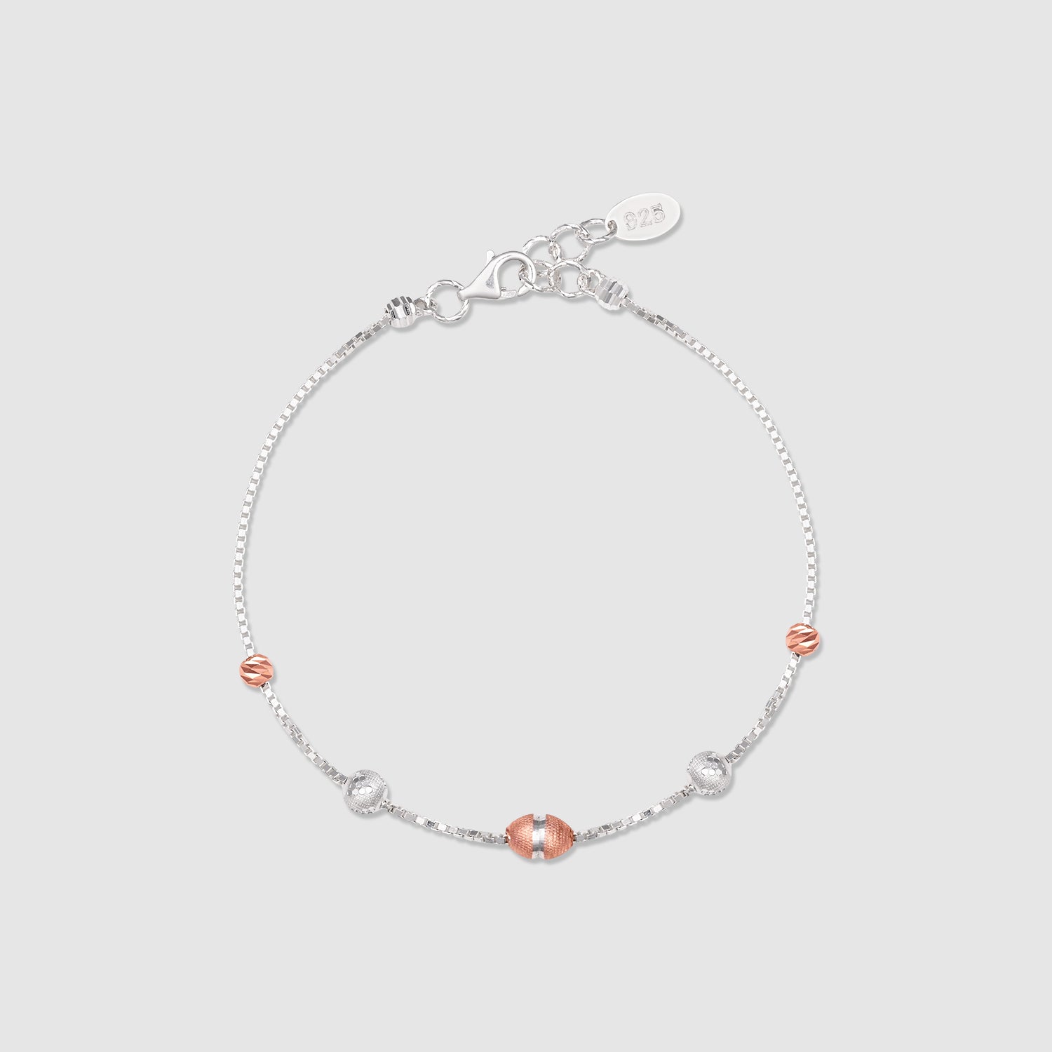 Lamha 925 Silver Two-Tone Beaded Bracelet