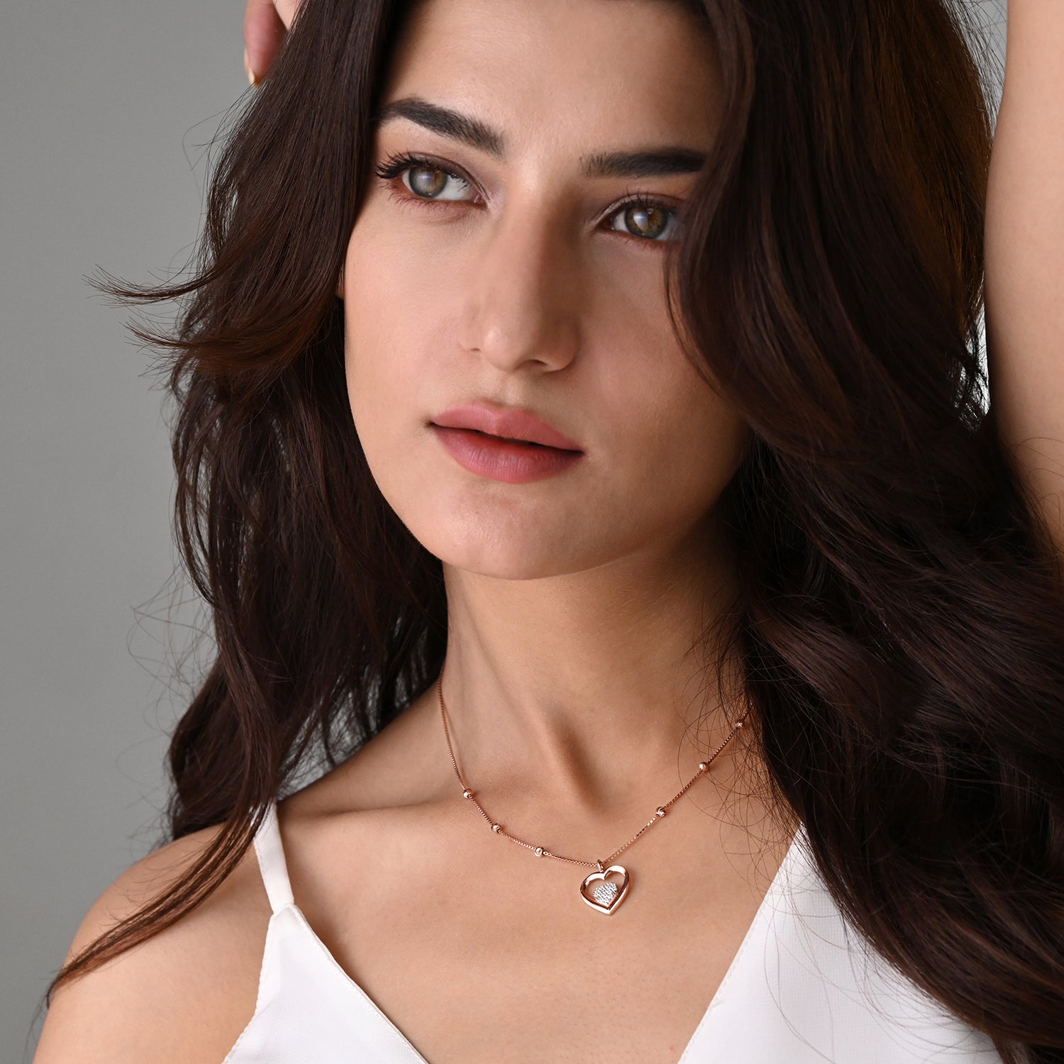 Meher Gold Plated 925 Silver Heart Pendant with Chain