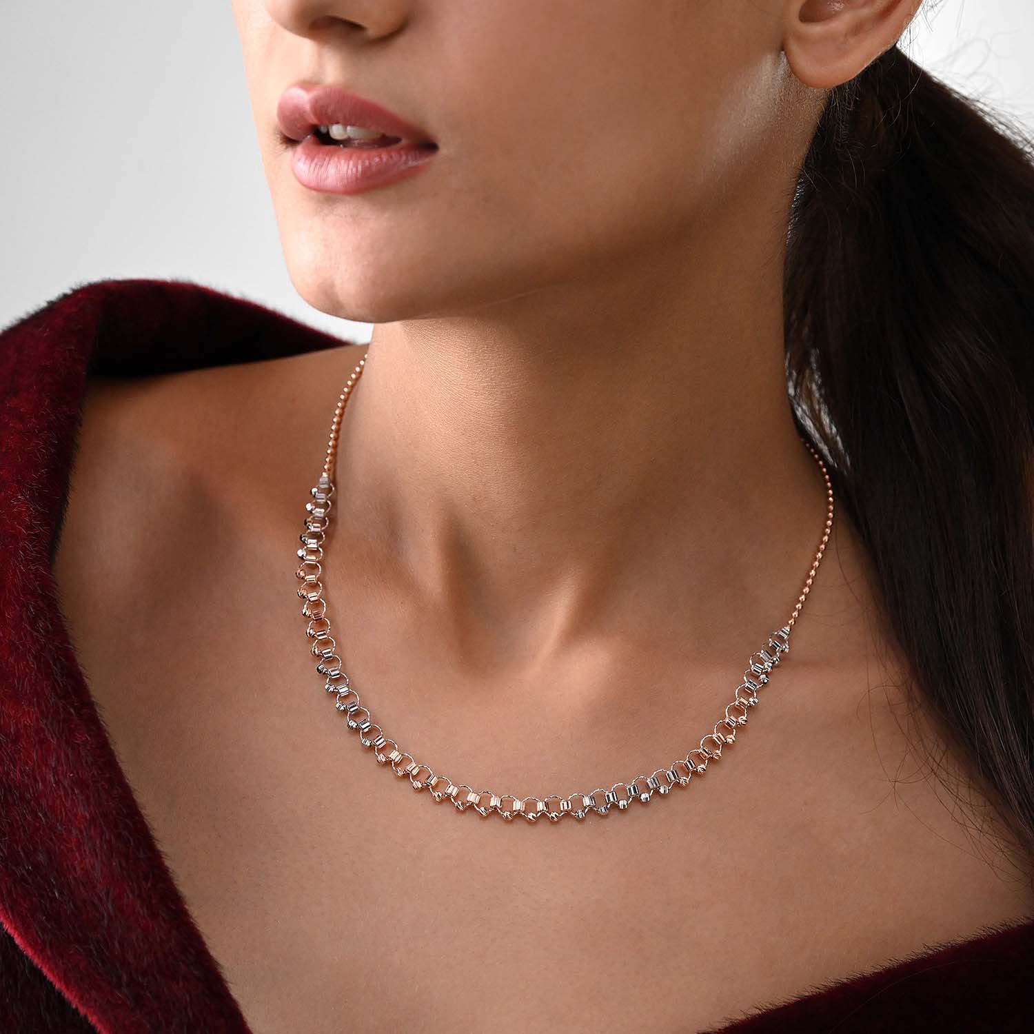 Mehrab 925 Silver Two-Tone Linked Necklace