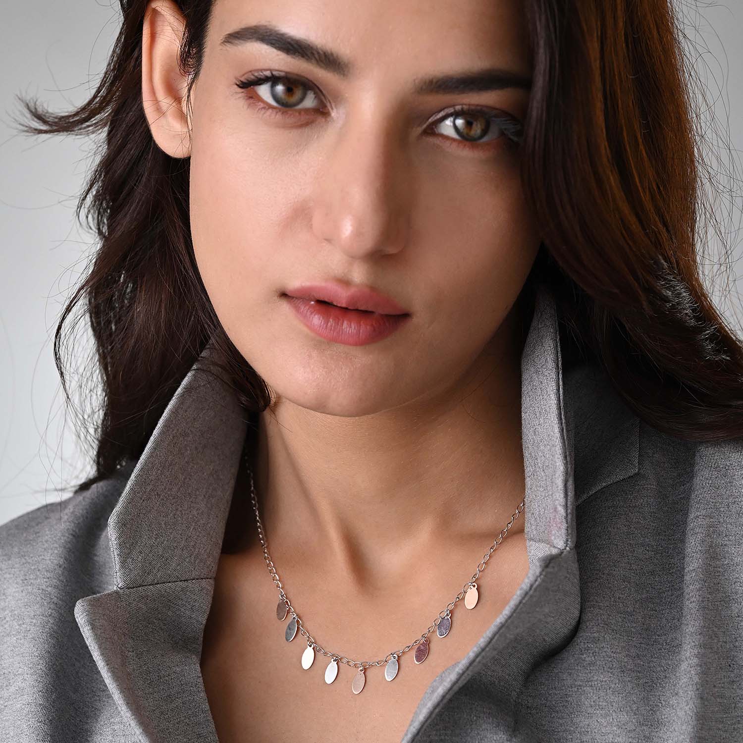 Naira 925 Silver Two-Tone Charm Drop Necklace