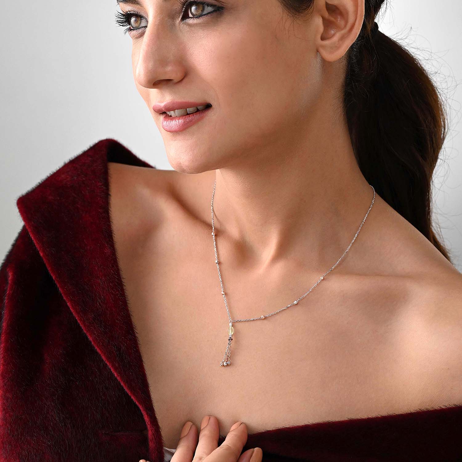 Phulkari 925 Silver Two-Tone Tassel Necklace