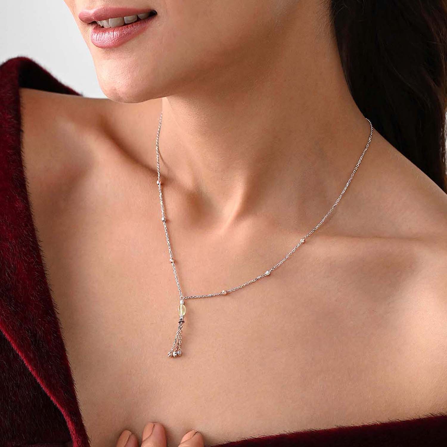 Phulkari 925 Silver Two-Tone Tassel Necklace