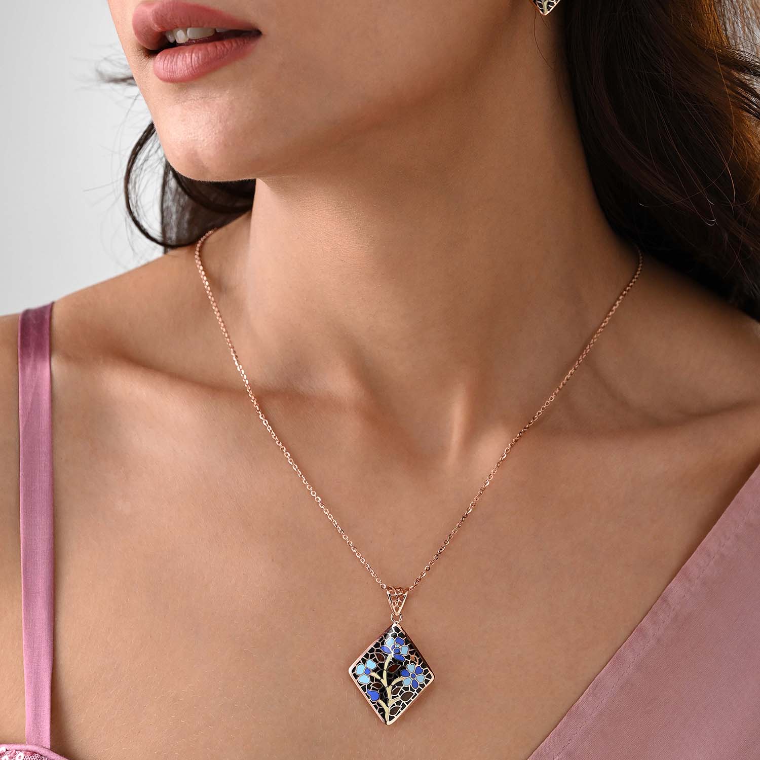 Raatrani Gold Plated 925 Silver Pendant & Earring Set