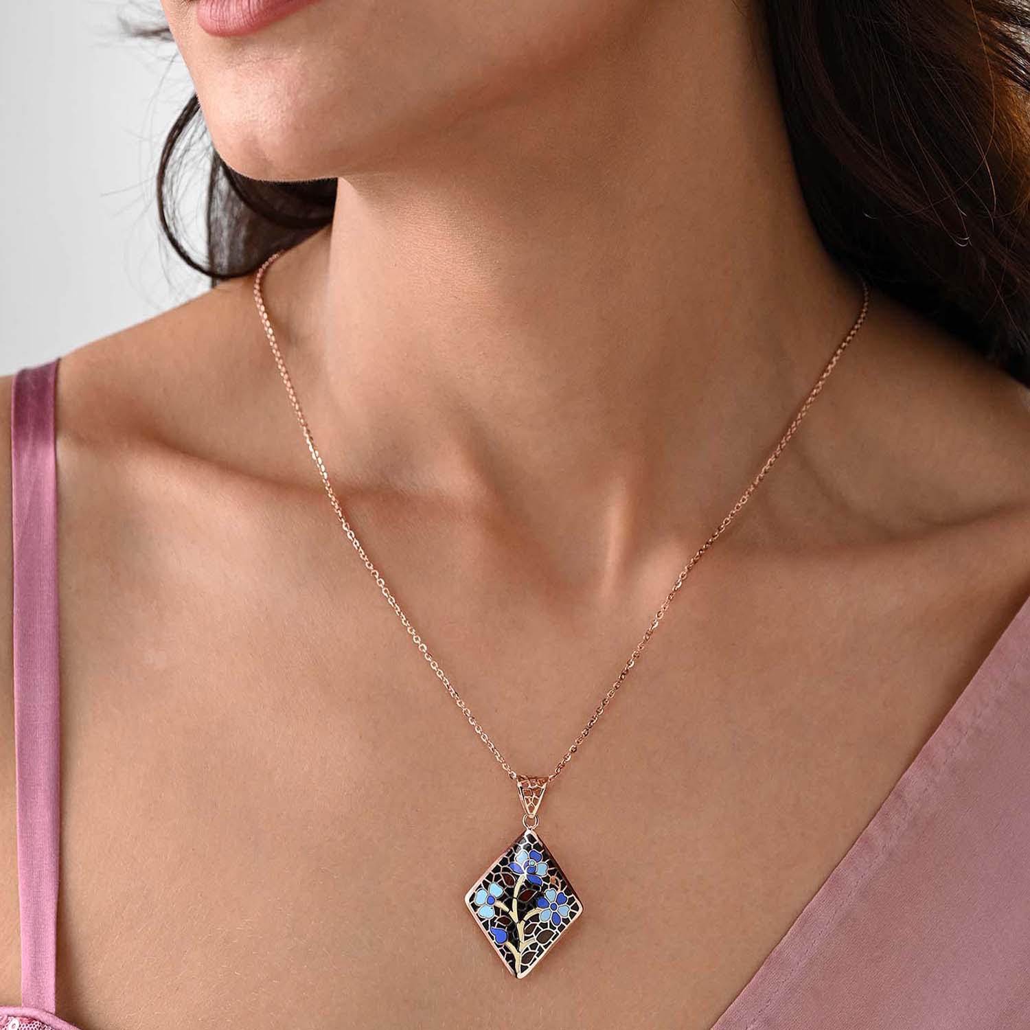 Raatrani Gold Plated 925 Silver Pendant & Earring Set
