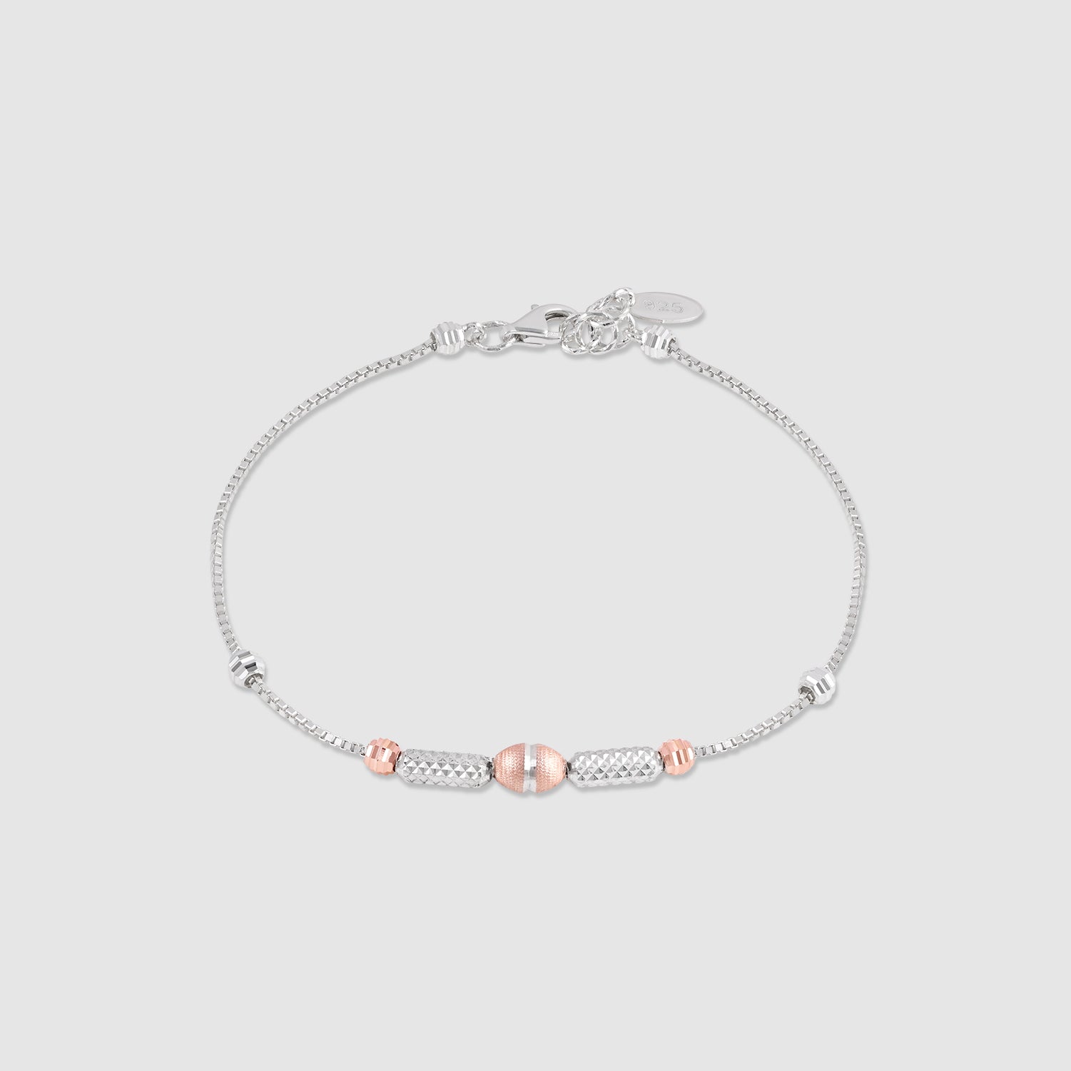 Saans 925 Silver Two-Tone Beaded Bracelet