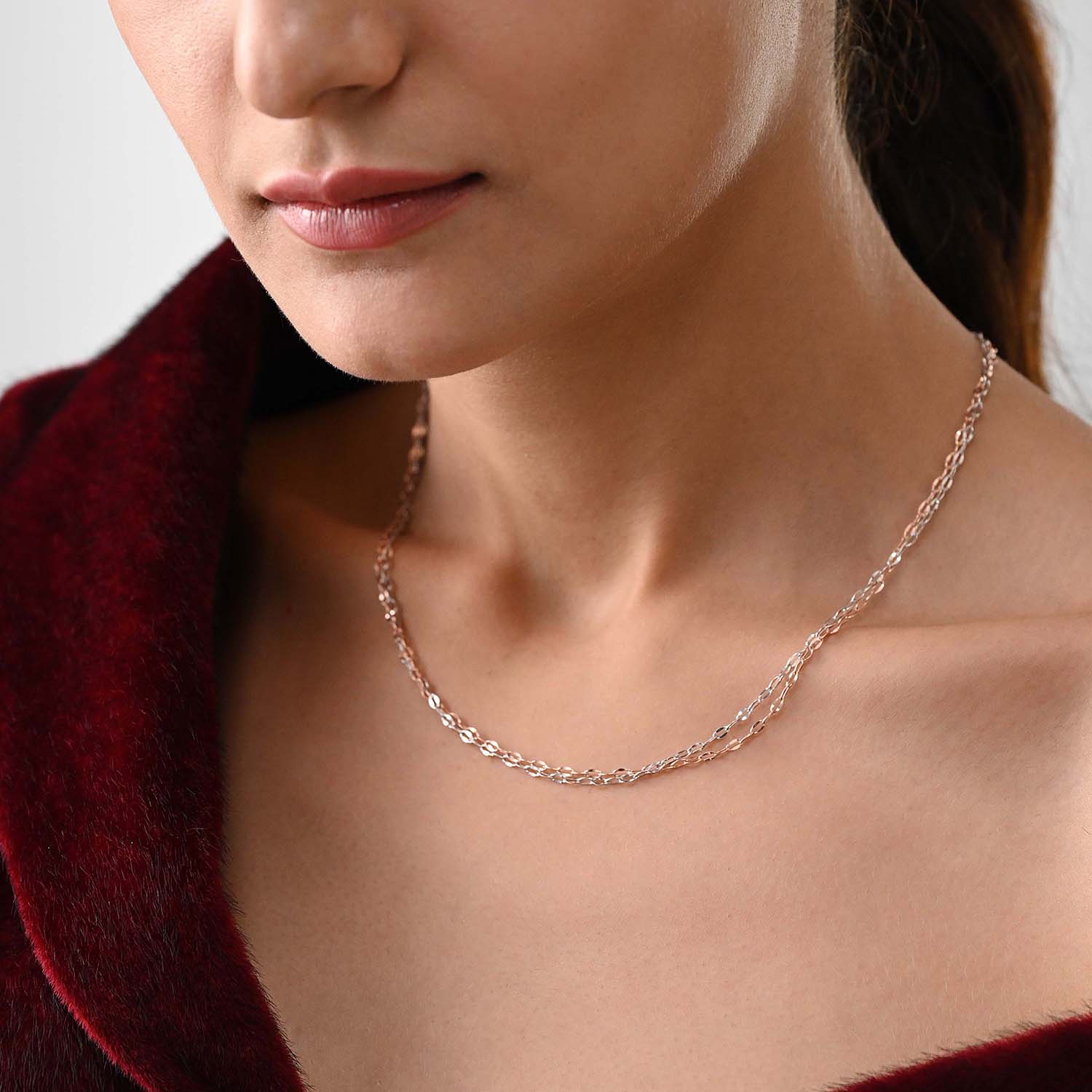 Tarana 925 Silver Two-Tone Double Layer Necklace