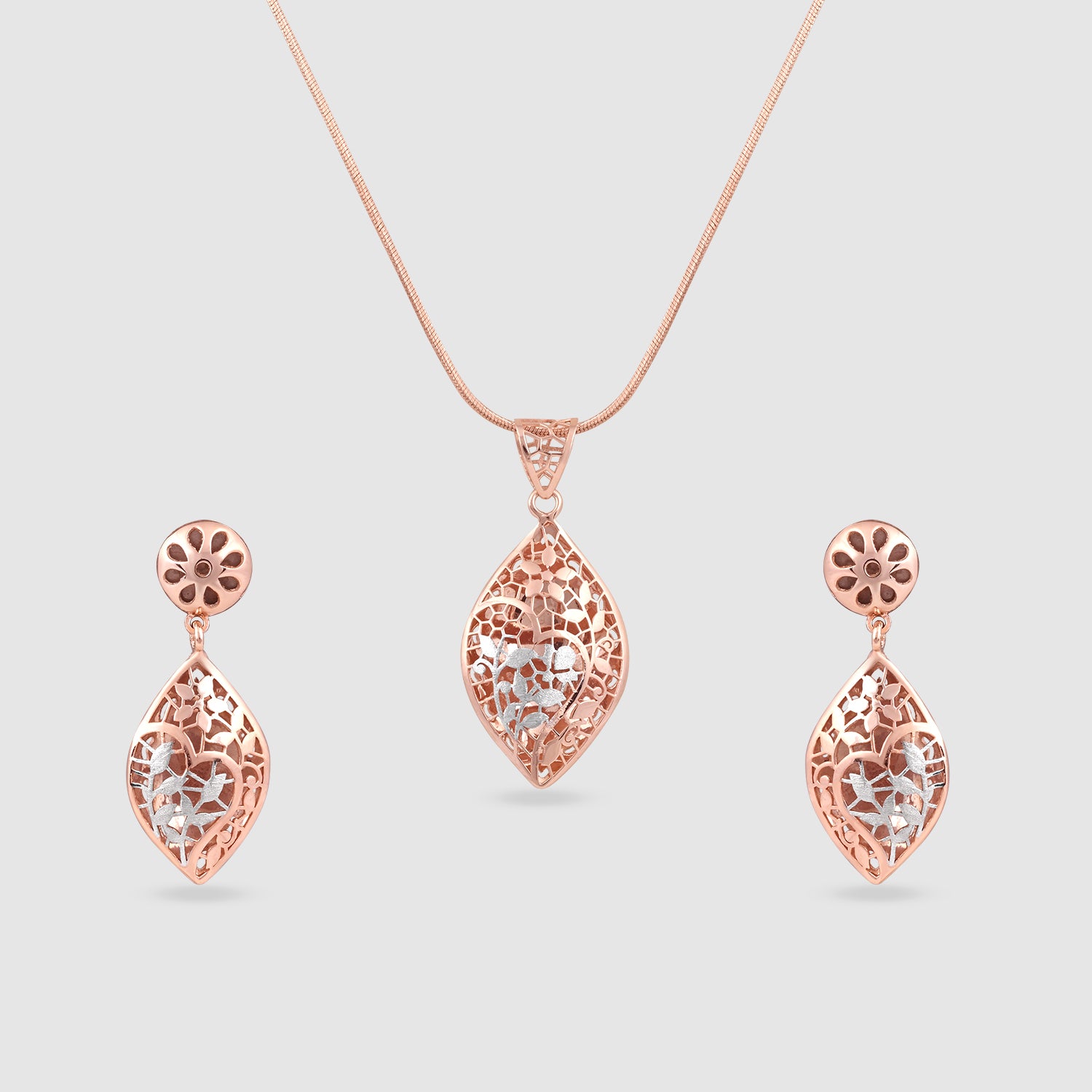Ahana Gold Plated 925 Silver Pendant & Earring Set