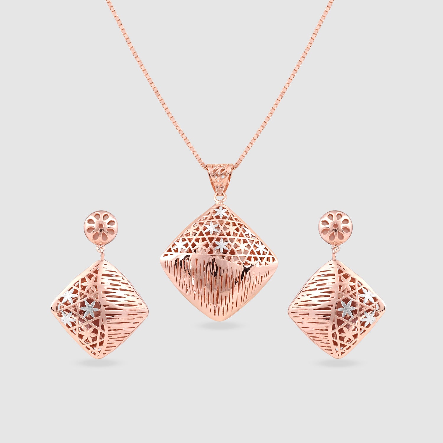 Aks Gold Plated 925 Silver Pendant & Earring Set