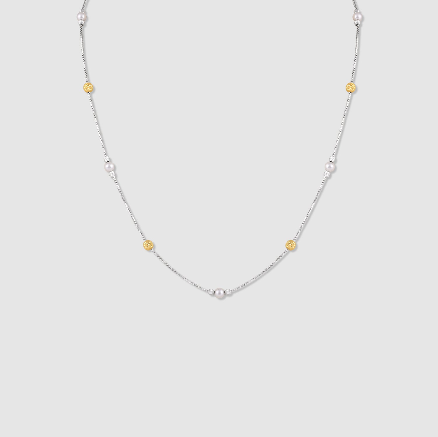 Avni 925 Silver Gold-Tone Pearl Station Necklace