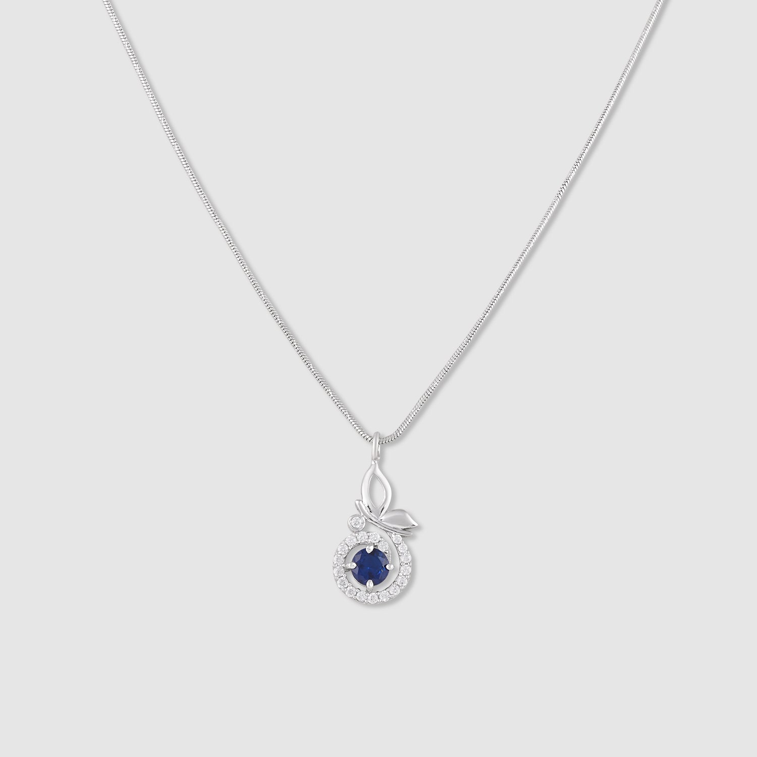 Chaaya 925 Silver Blue Stone Floral Pendant with Chain