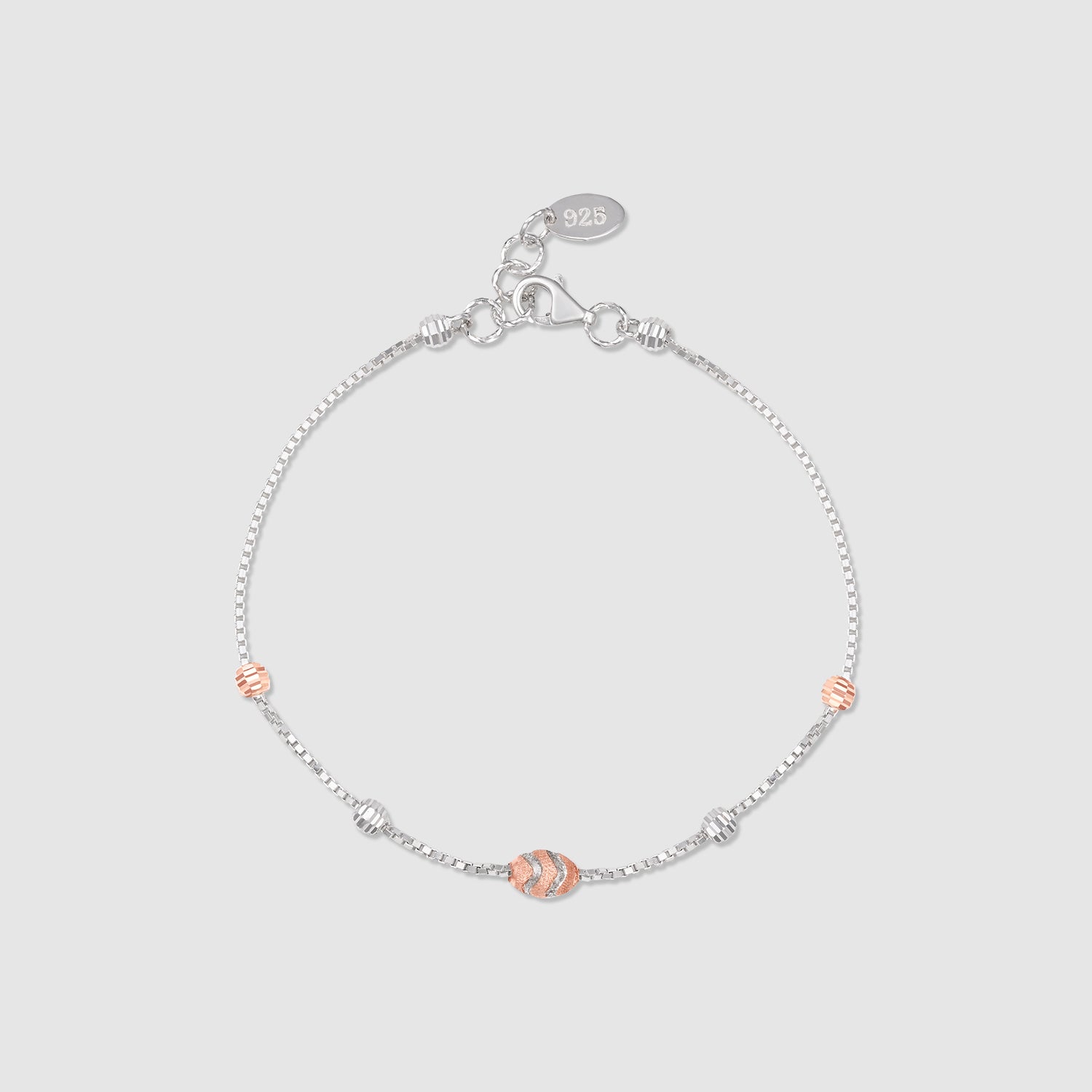 Dhun 925 Silver Two-Tone Beaded Bracelet