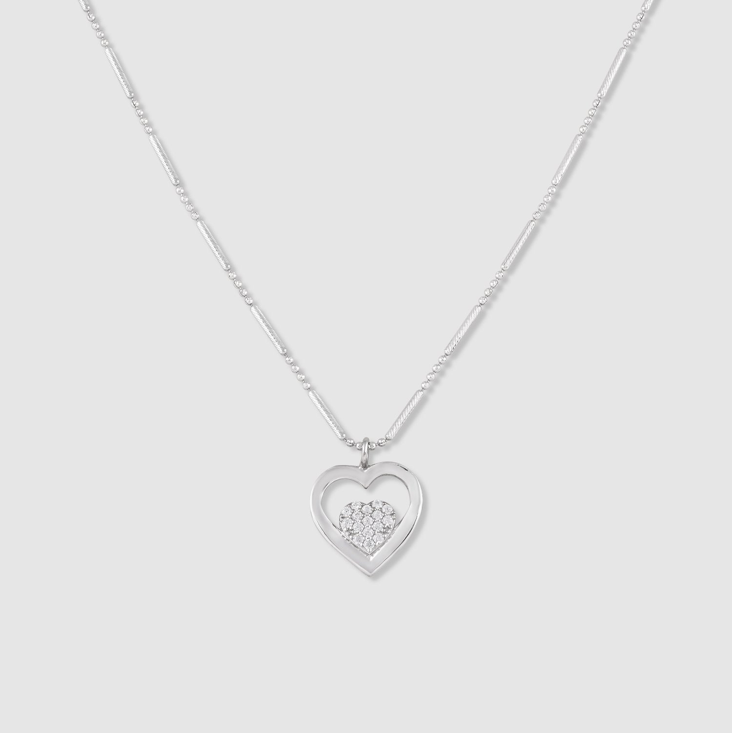 Diya 925 Silver Heart Pendant with Chain