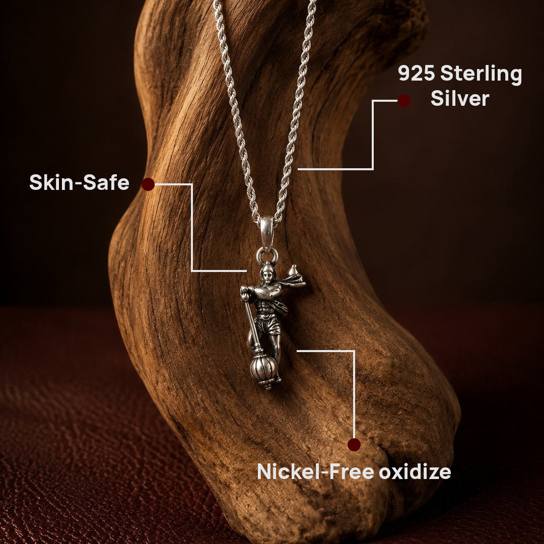 Hanuman Ji Small 925 Silver Pendant