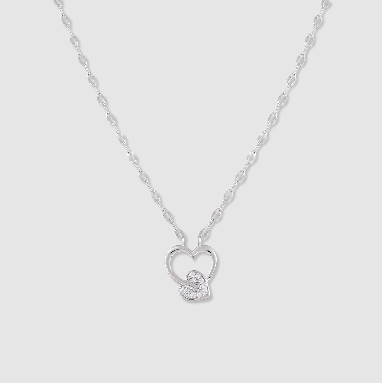 Ishani 925 Silver Double Heart Pendant with Chain