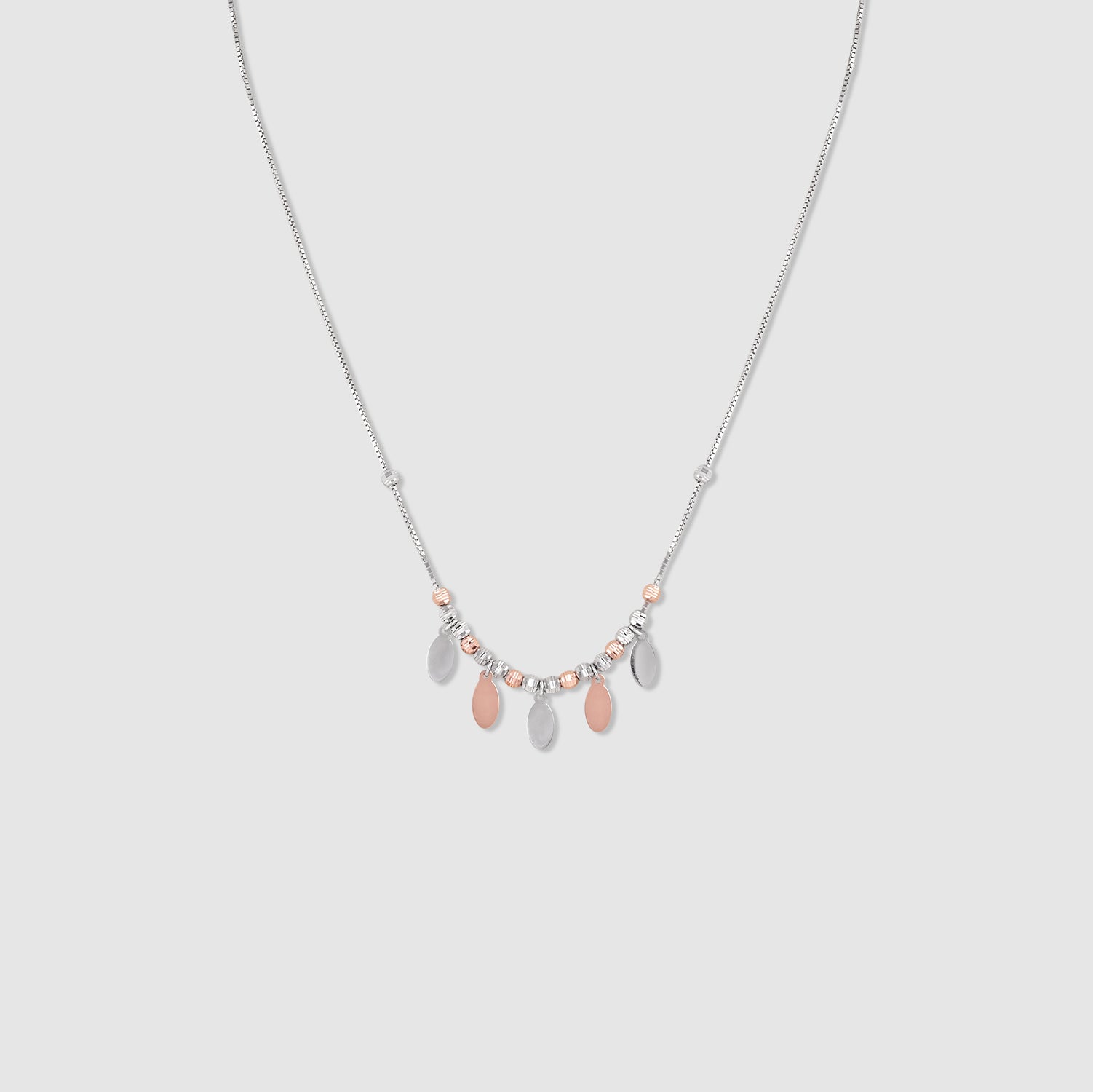 Jhalar 925 Silver Two-Tone Teardrop Charm Necklace