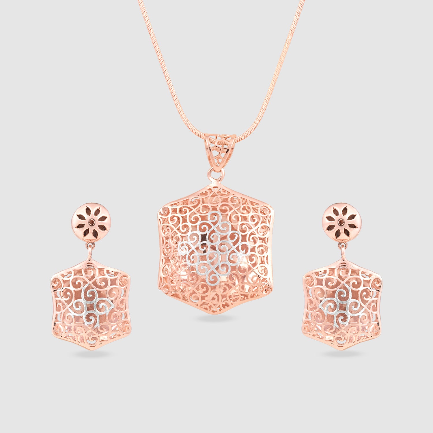 Jharokha Gold Plated 925 Silver Pendant & Earring Set