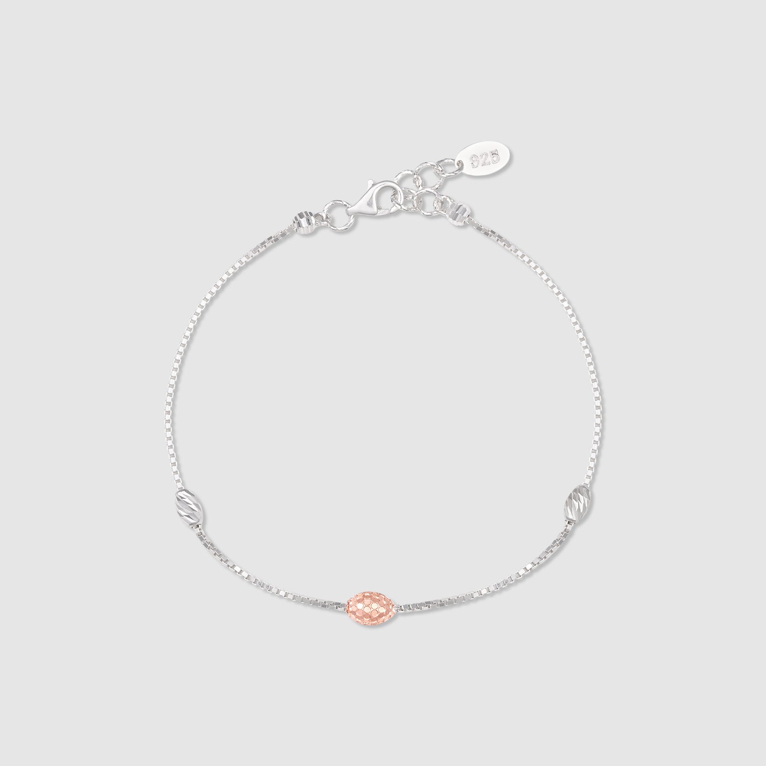 Jugnu 925 Silver Two-Tone Bead Bracelet