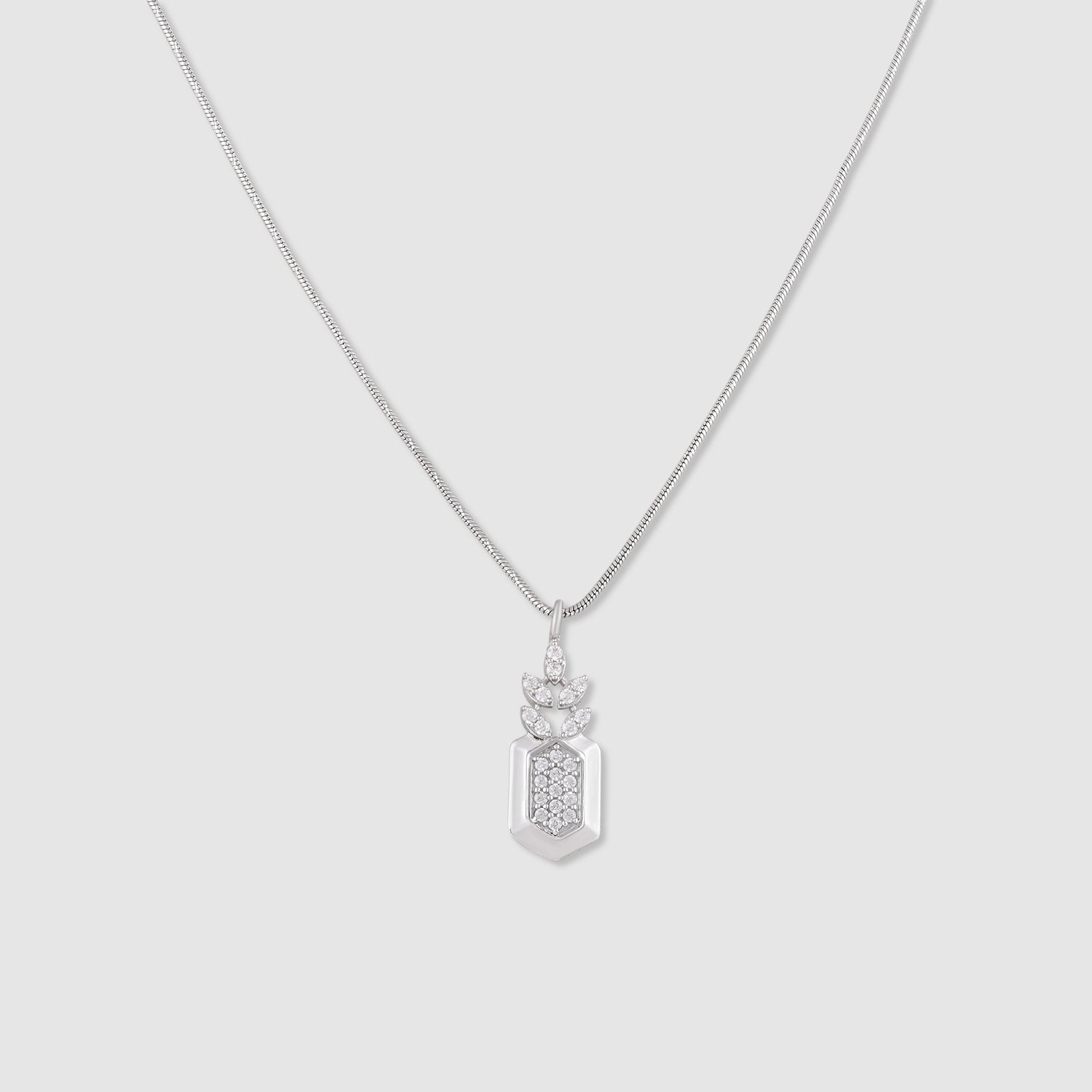 Kavya 925 Silver Hexagon Pendant with Chain