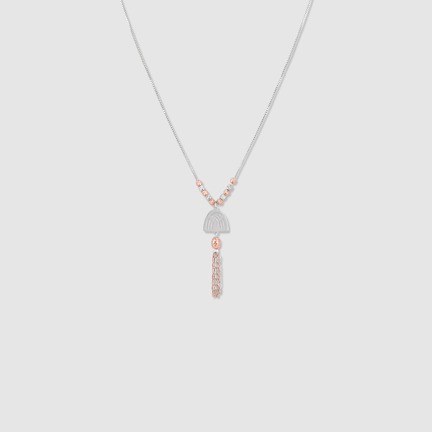 Mehfil 925 Silver Two-Tone Arch Tassel Necklace