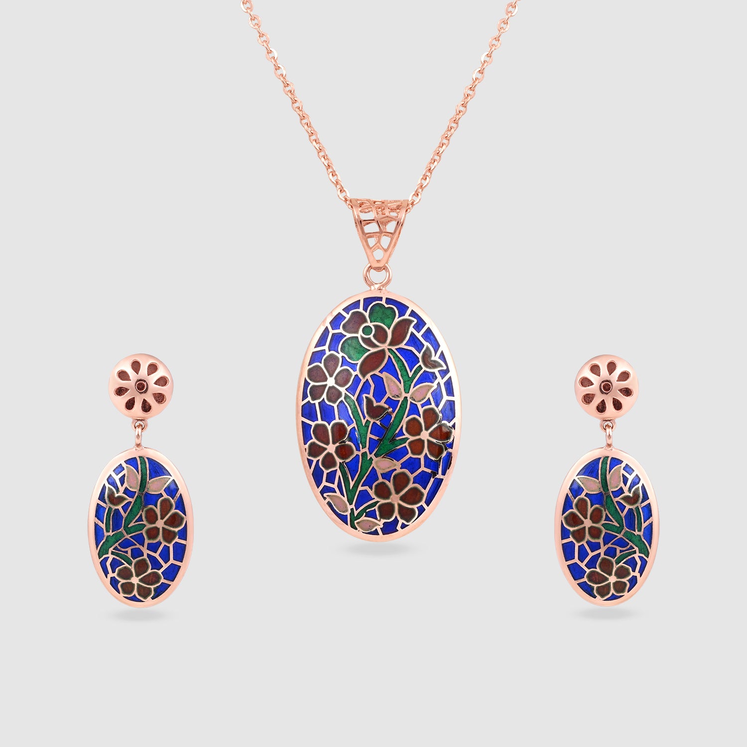 Neelam Gold Plated 925 Silver Pendant & Earring Set