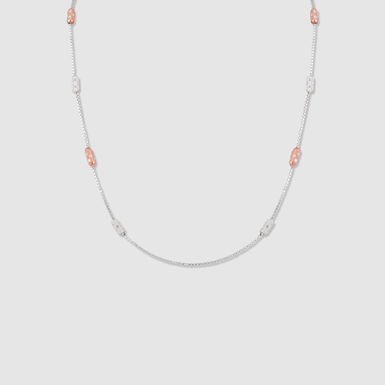 Raaga 925 Silver Two-Tone Capsule Bead Necklace