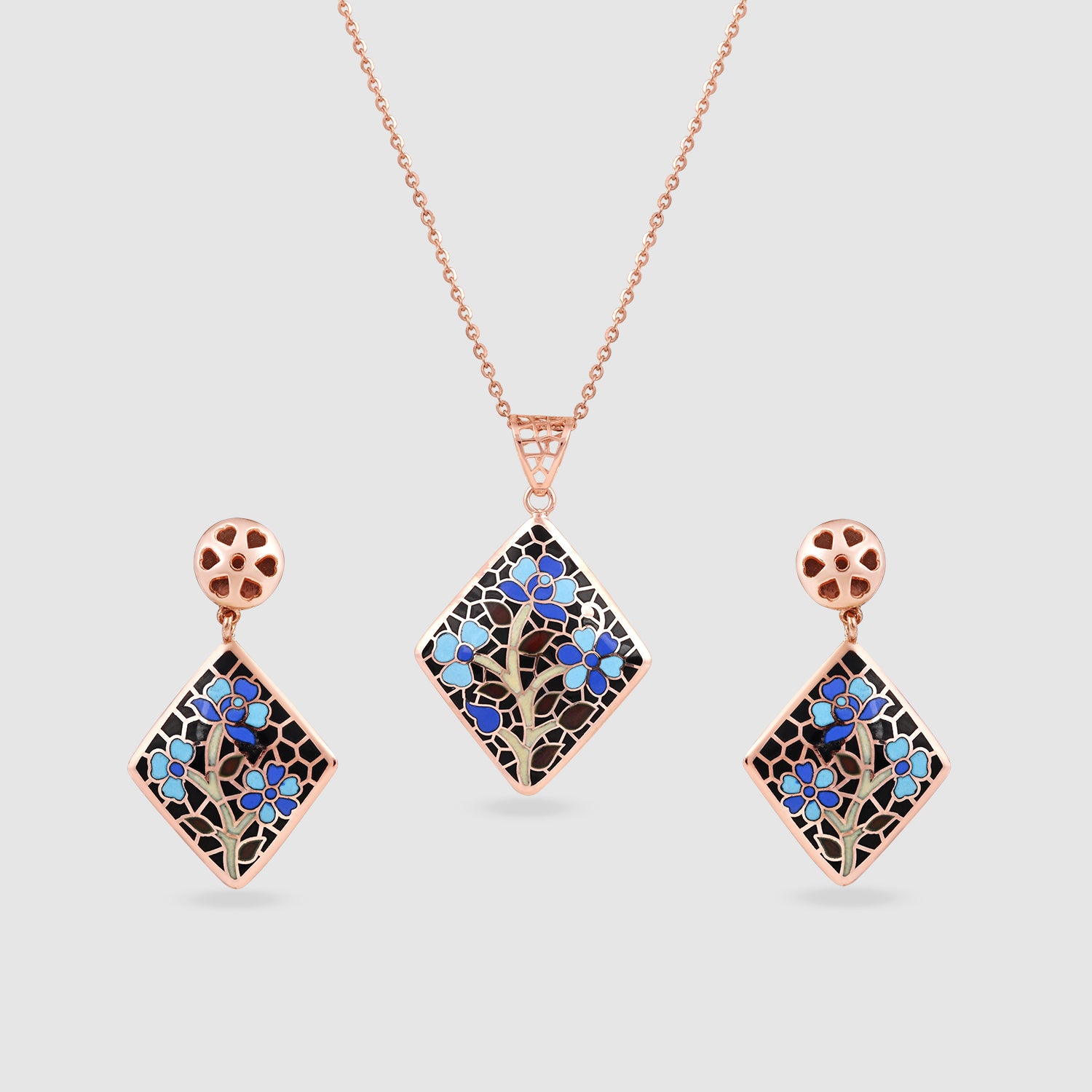 Raatrani Gold Plated 925 Silver Pendant & Earring Set