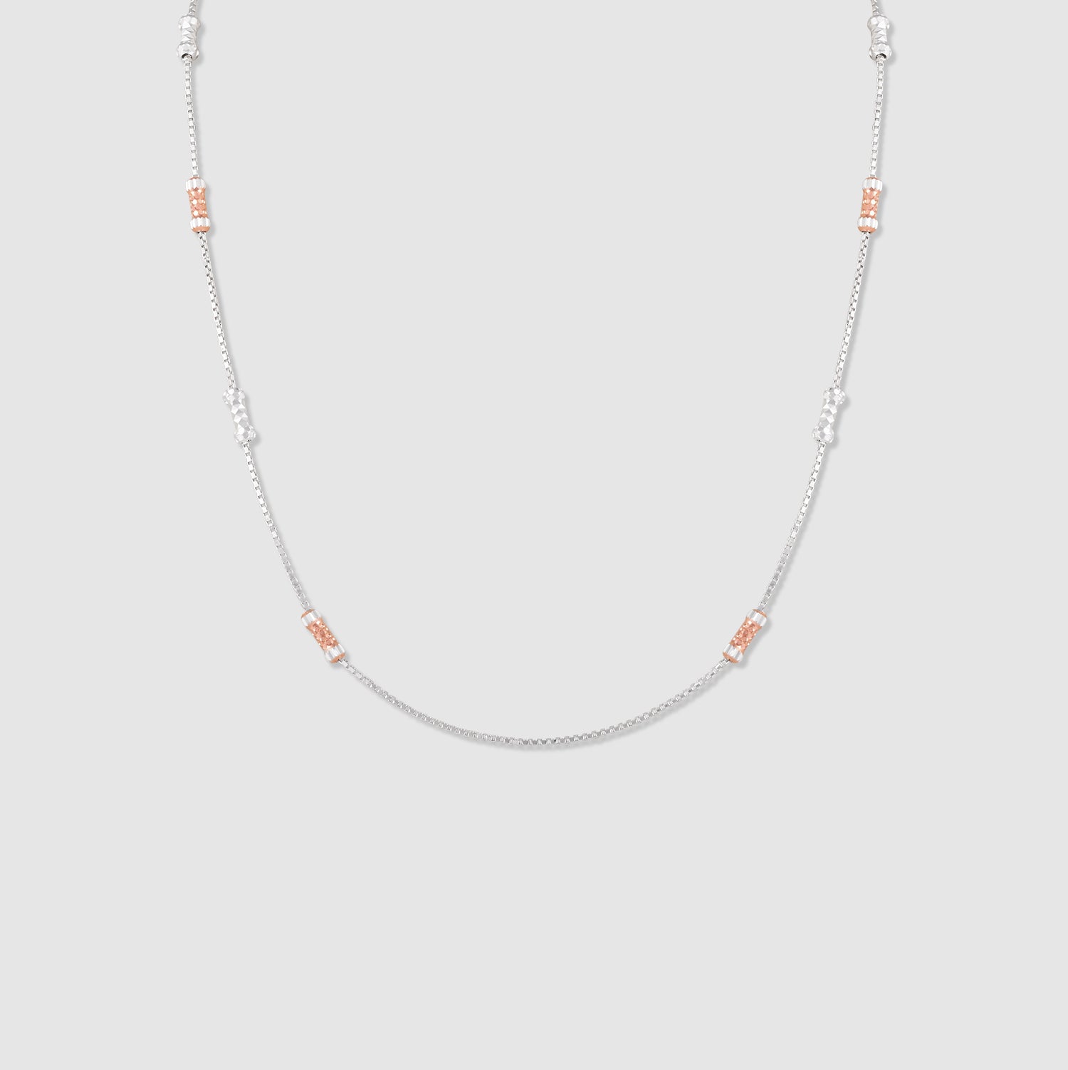 Reet 925 Silver Two-Tone Barrel Bead Necklace